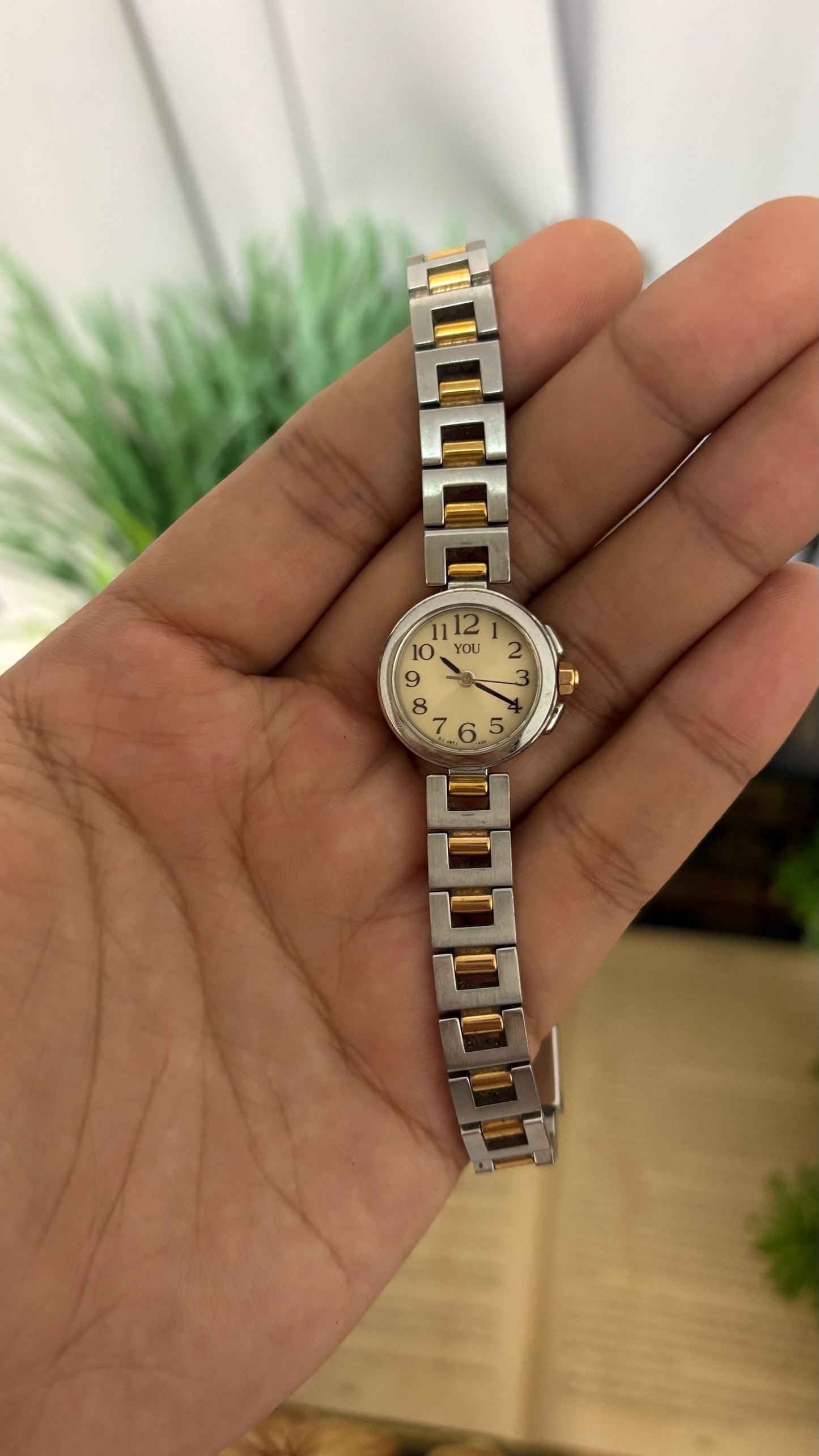 Vintage YOU by Orient 10 Bar Petite Round Face Watch in Two-Tone Silver and Gold Champagne Dial Quartz