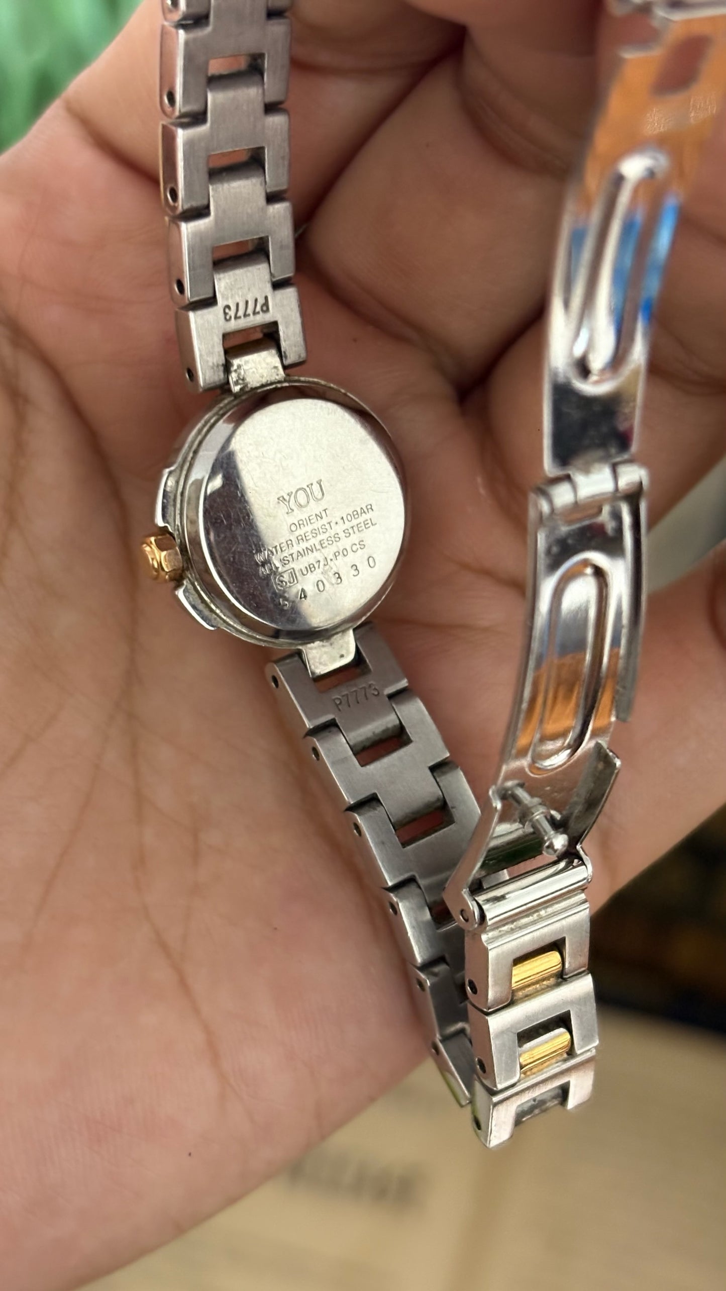 Vintage YOU by Orient 10 Bar Petite Round Face Watch in Two-Tone Silver and Gold Champagne Dial Quartz