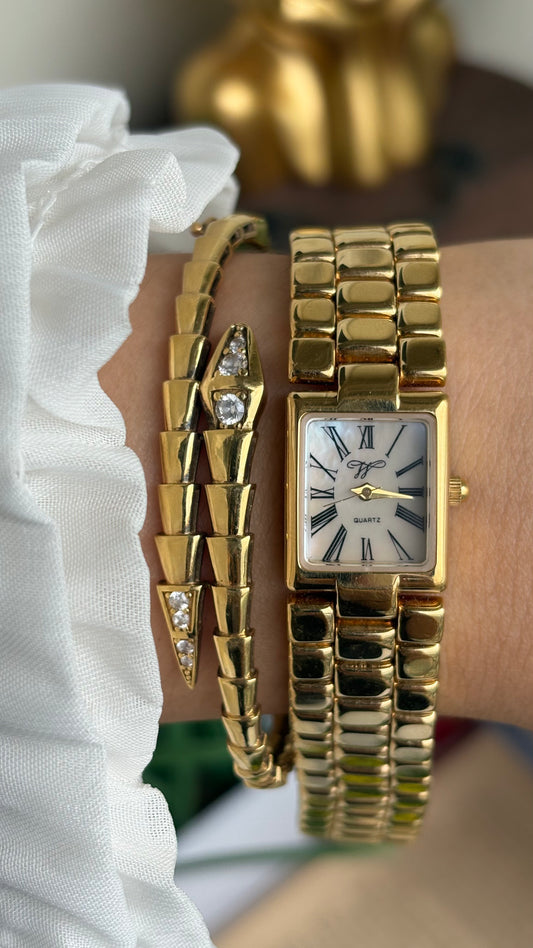 Extremely Rare Vintage WP Worthington Watch in Gold Tone Tank Watch Roman Pearl Dial