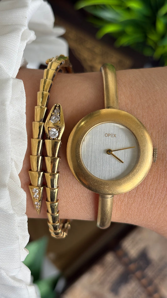 Vintage Opex Bangle Watch in Gold Tone Gucci Inspired