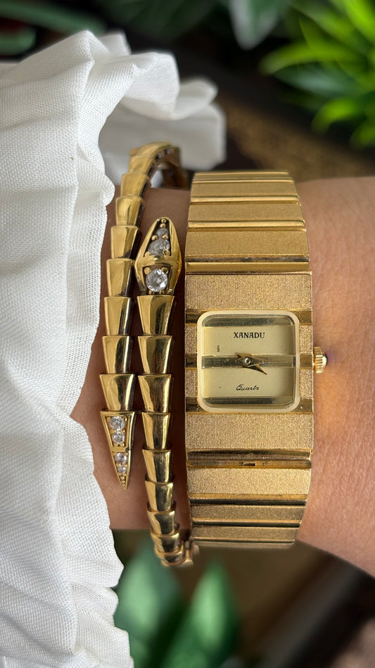 Extremely Rare Vintage Xanadu Watch in Gold Tone Piaget Inspired