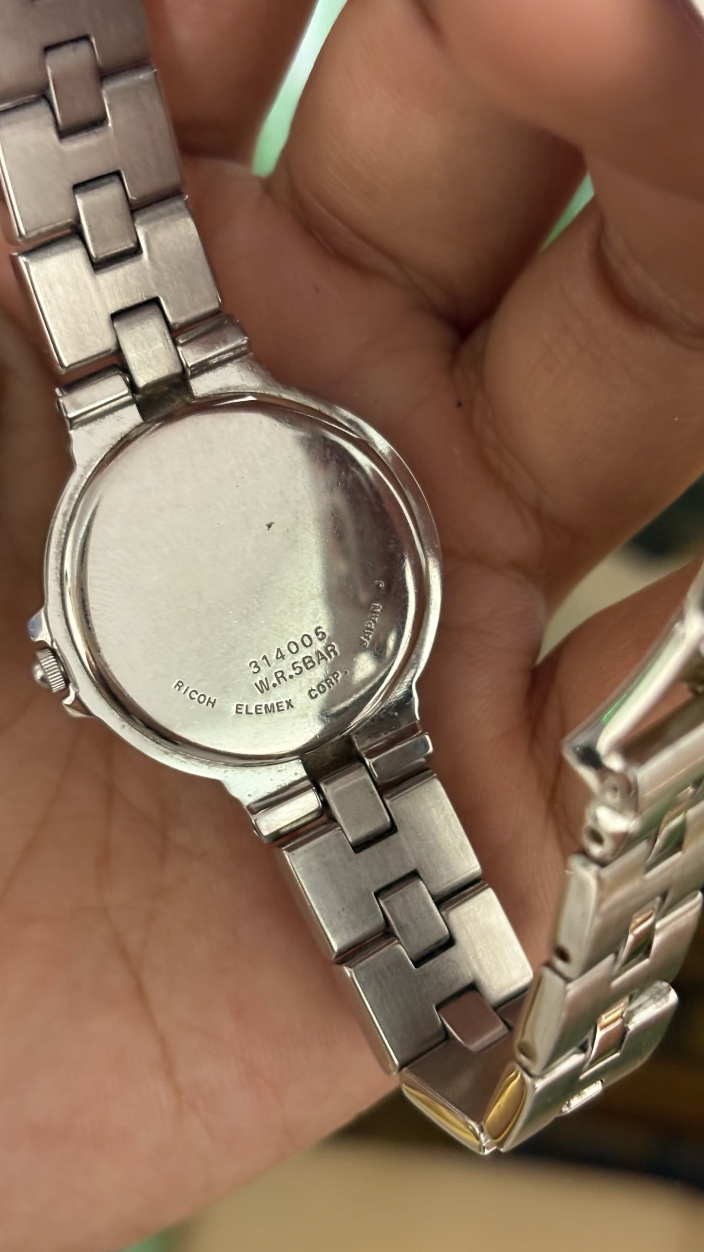 Vintage Conte Date Window Round Dress Watch in Two-Tone Interlocking Link Bracelet White Dial Quartz