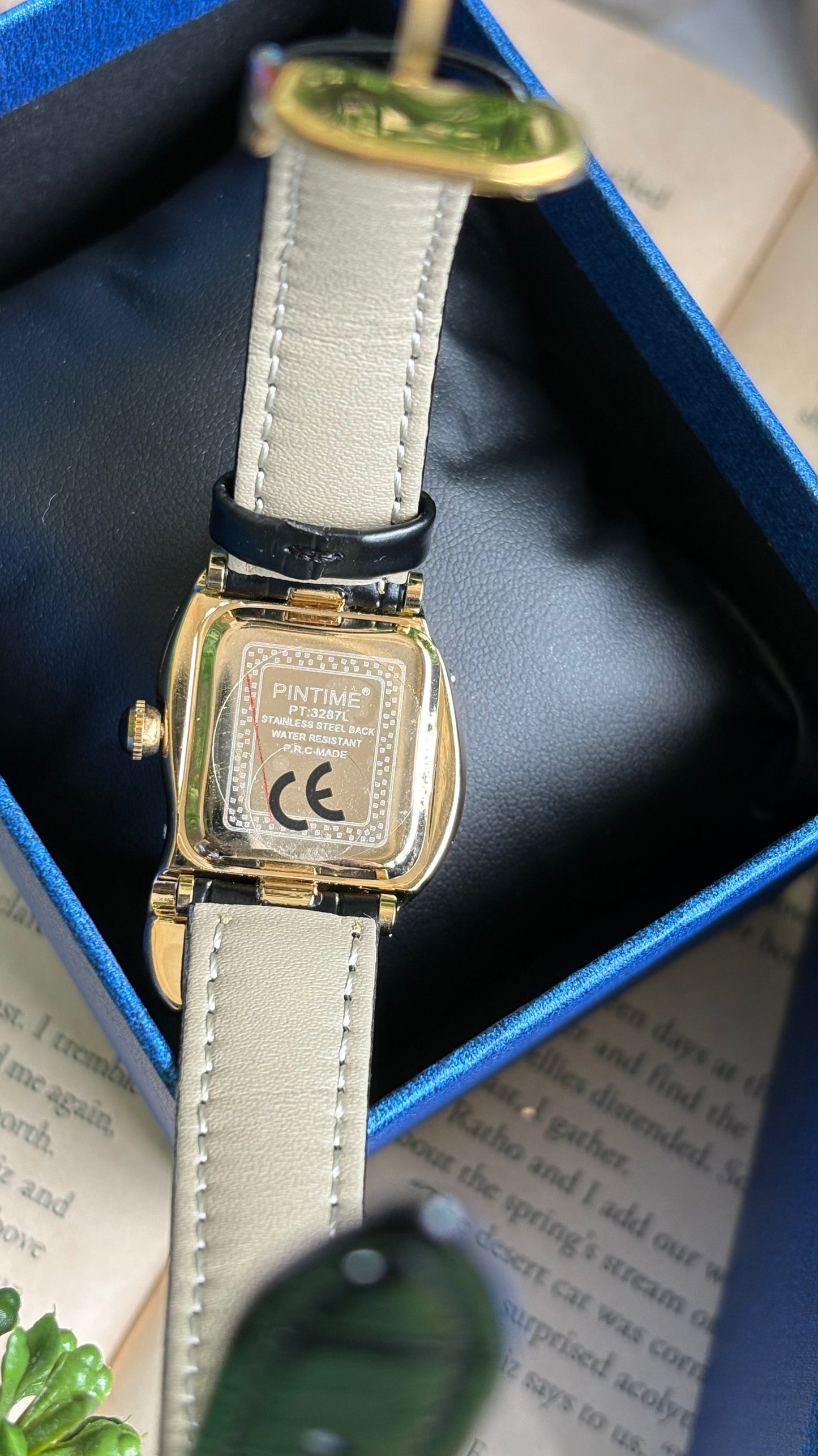 Vintage Pintime Paris Melted Watch in Black Leather Strap Roman Dial