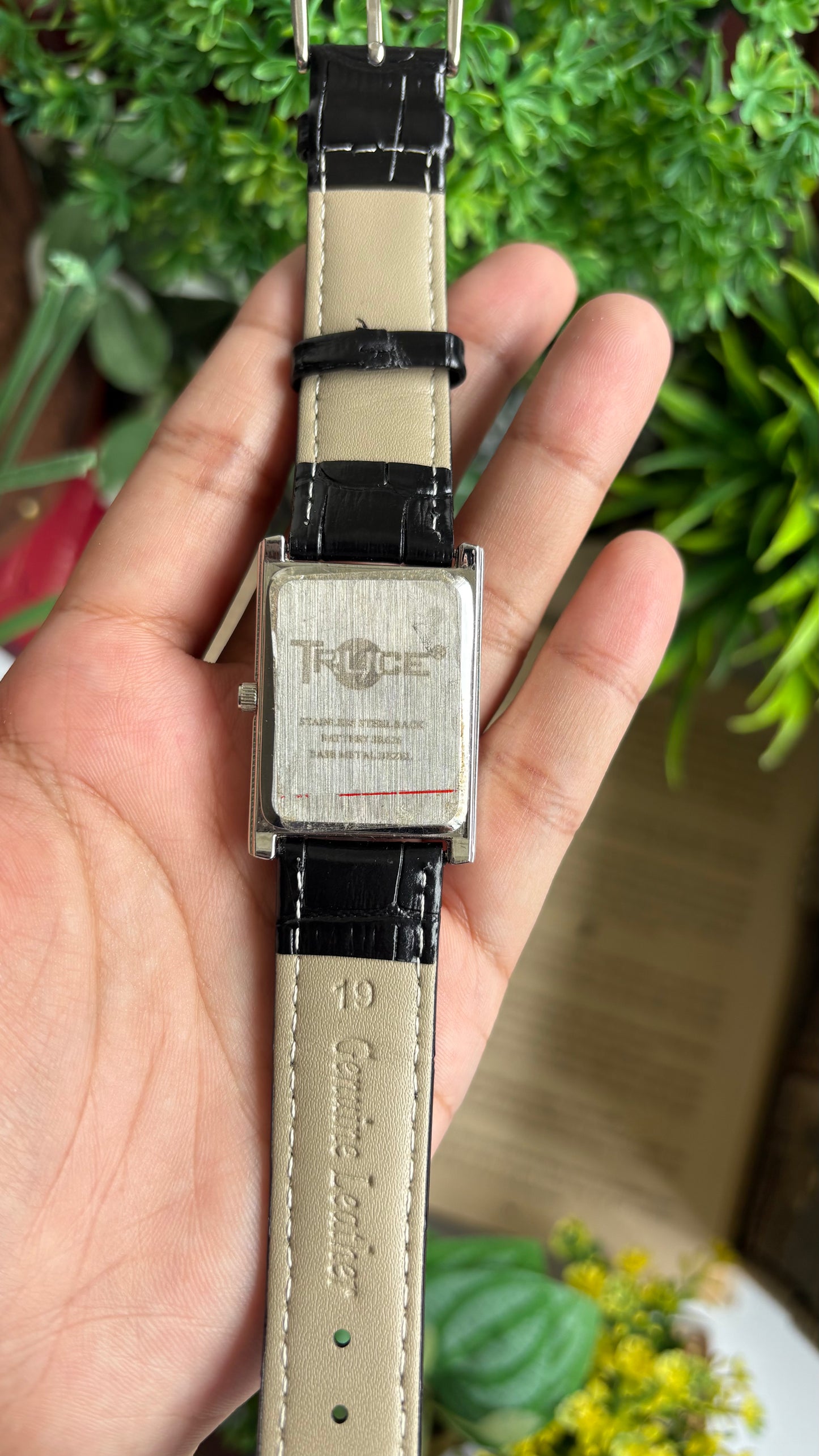 Vintage Truce Tank Men’s Dress Watch in Black Leather Strap Roman Dial