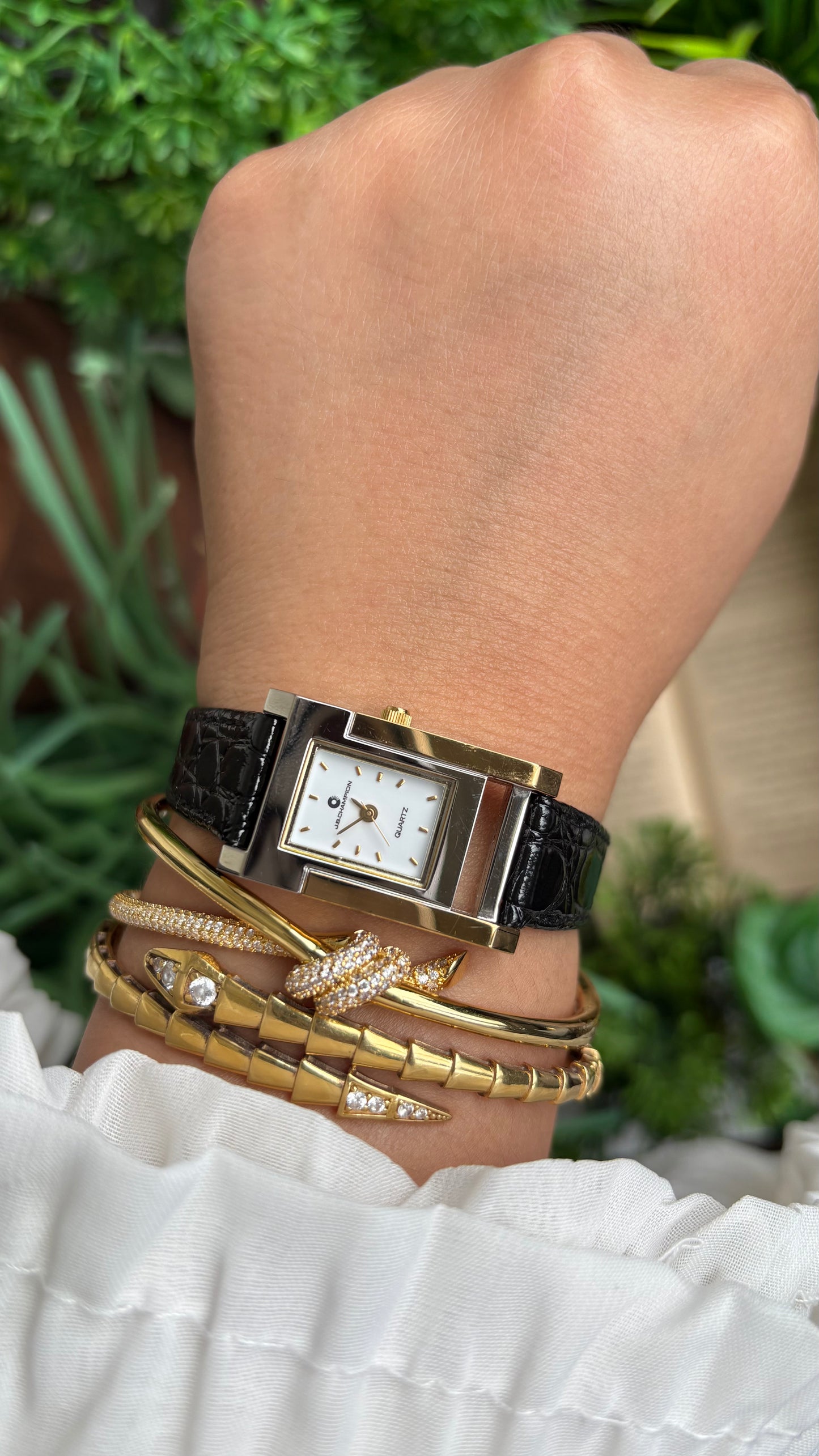 Vintage J.B. Champion Tank Watch in Black Leather Watch (200$ on tag)