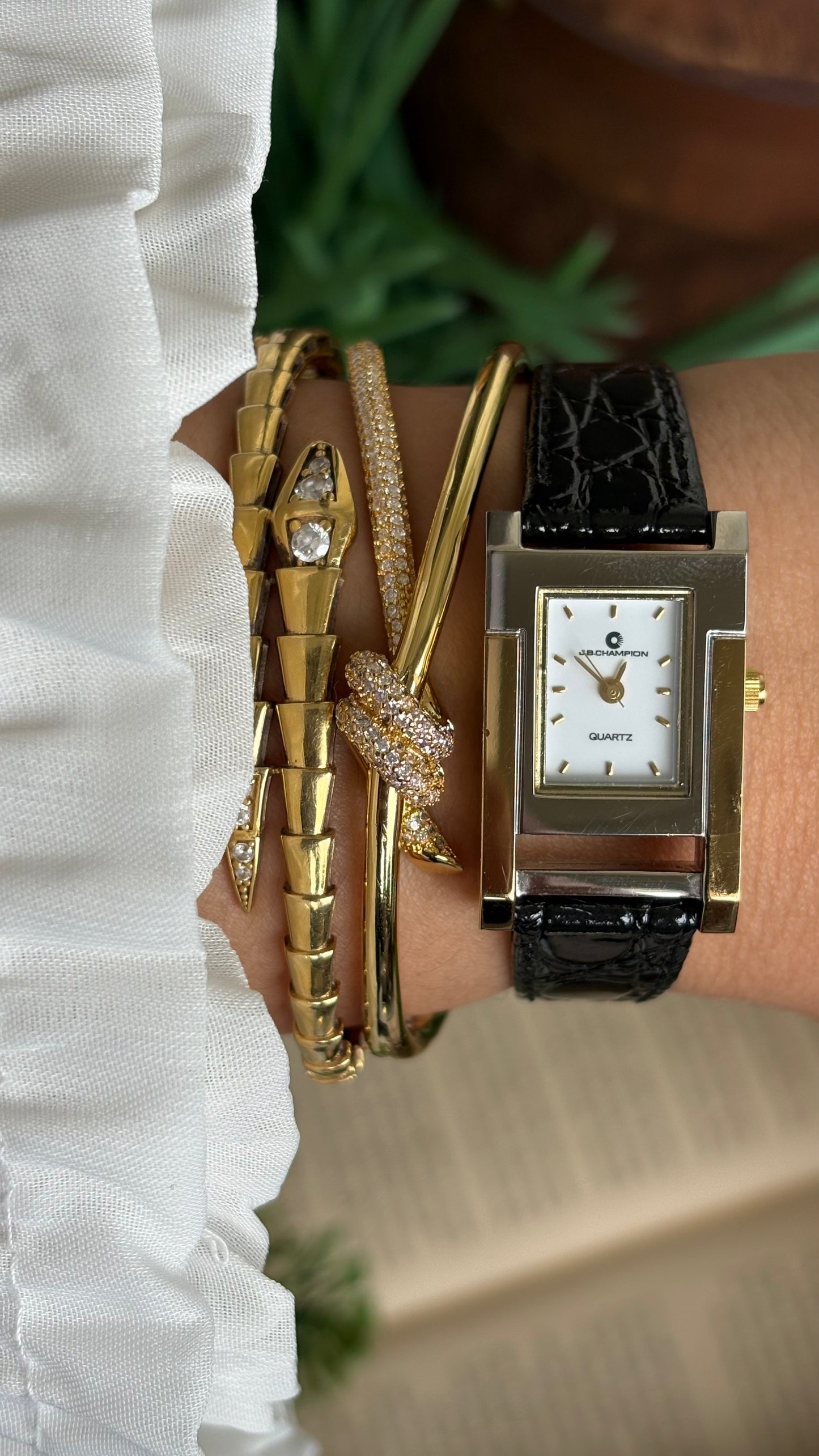 Vintage J.B. Champion Tank Watch in Black Leather Watch (200$ on tag)