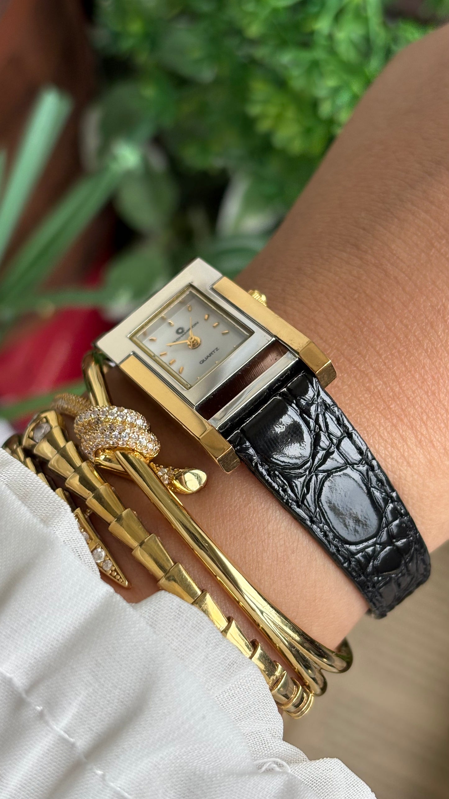 Vintage J.B. Champion Tank Watch in Black Leather Watch (200$ on tag)