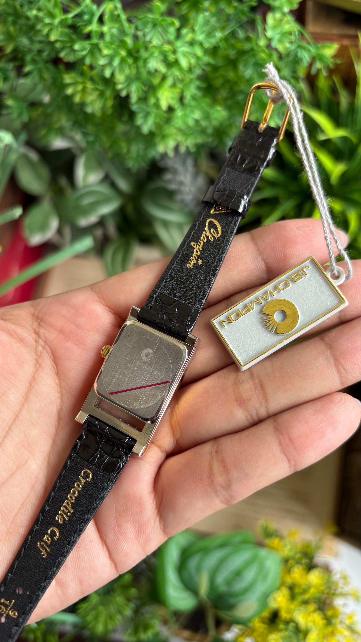 Vintage J.B. Champion Tank Watch in Black Leather Watch (200$ on tag)