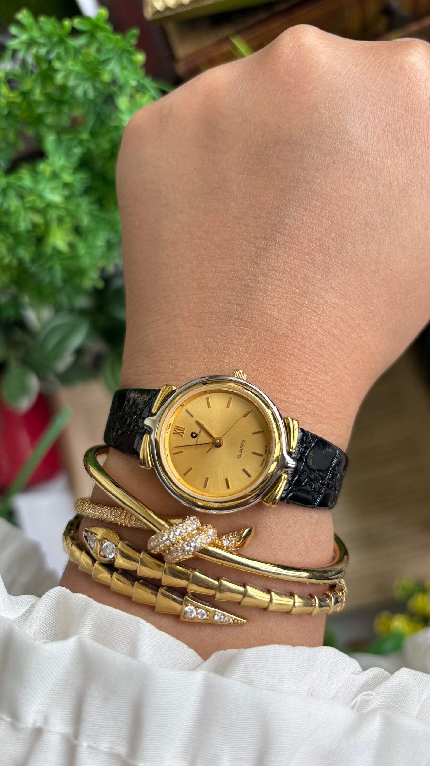 Vintage J.B. Champion Watch in Black Leather Strap