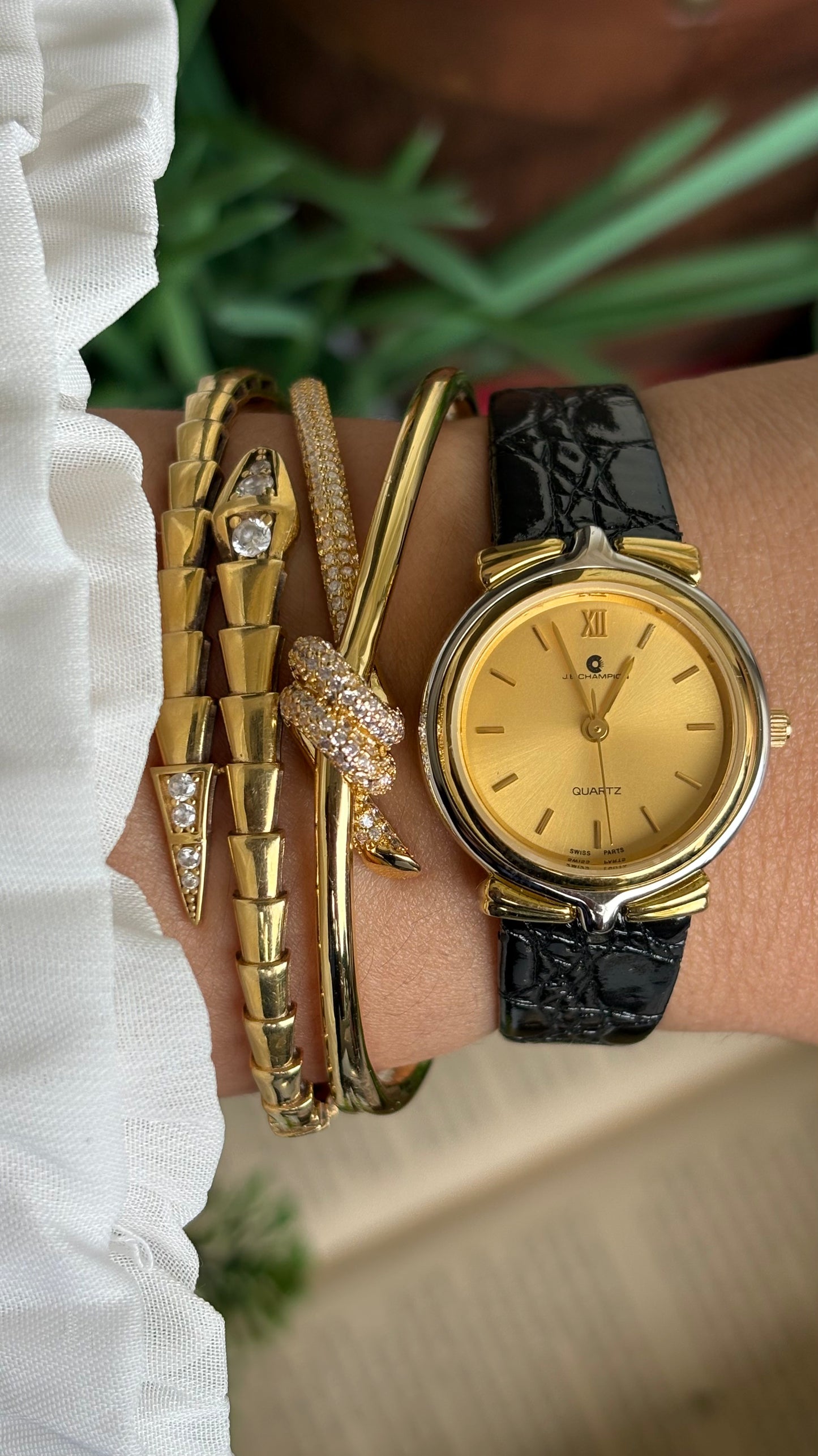 Vintage J.B. Champion Watch in Black Leather Strap