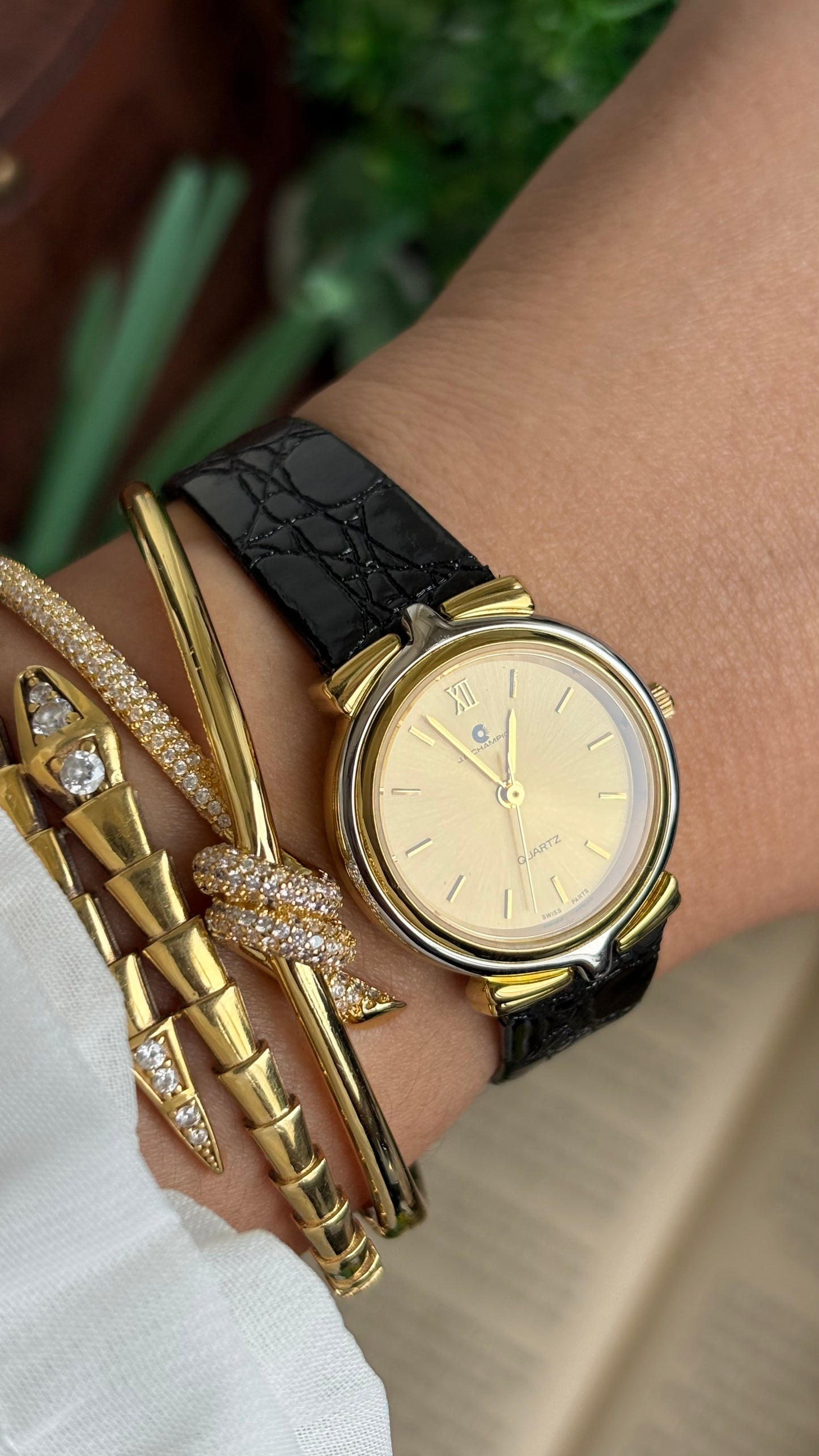 Vintage J.B. Champion Watch in Black Leather Strap
