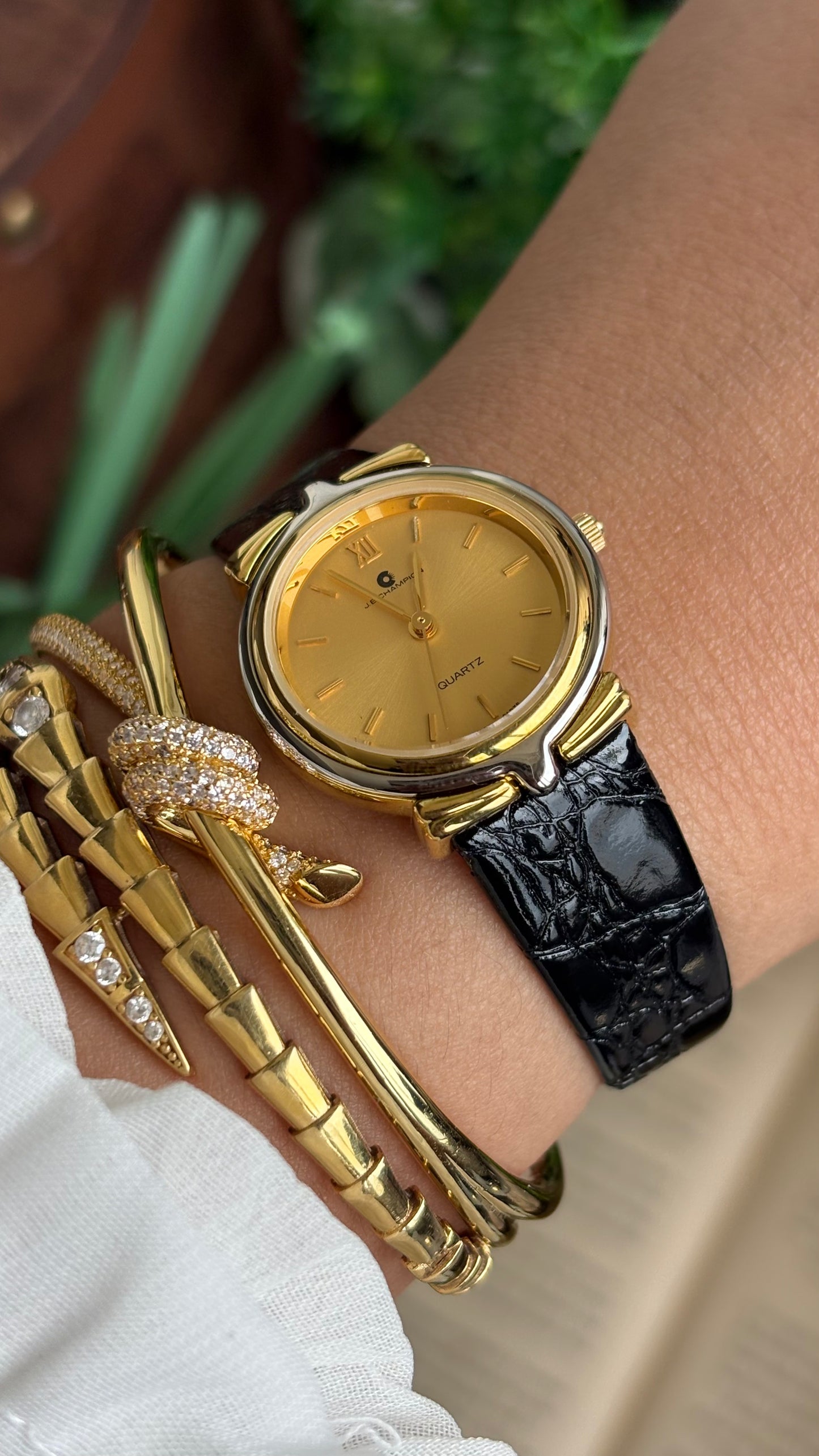 Vintage J.B. Champion Watch in Black Leather Strap