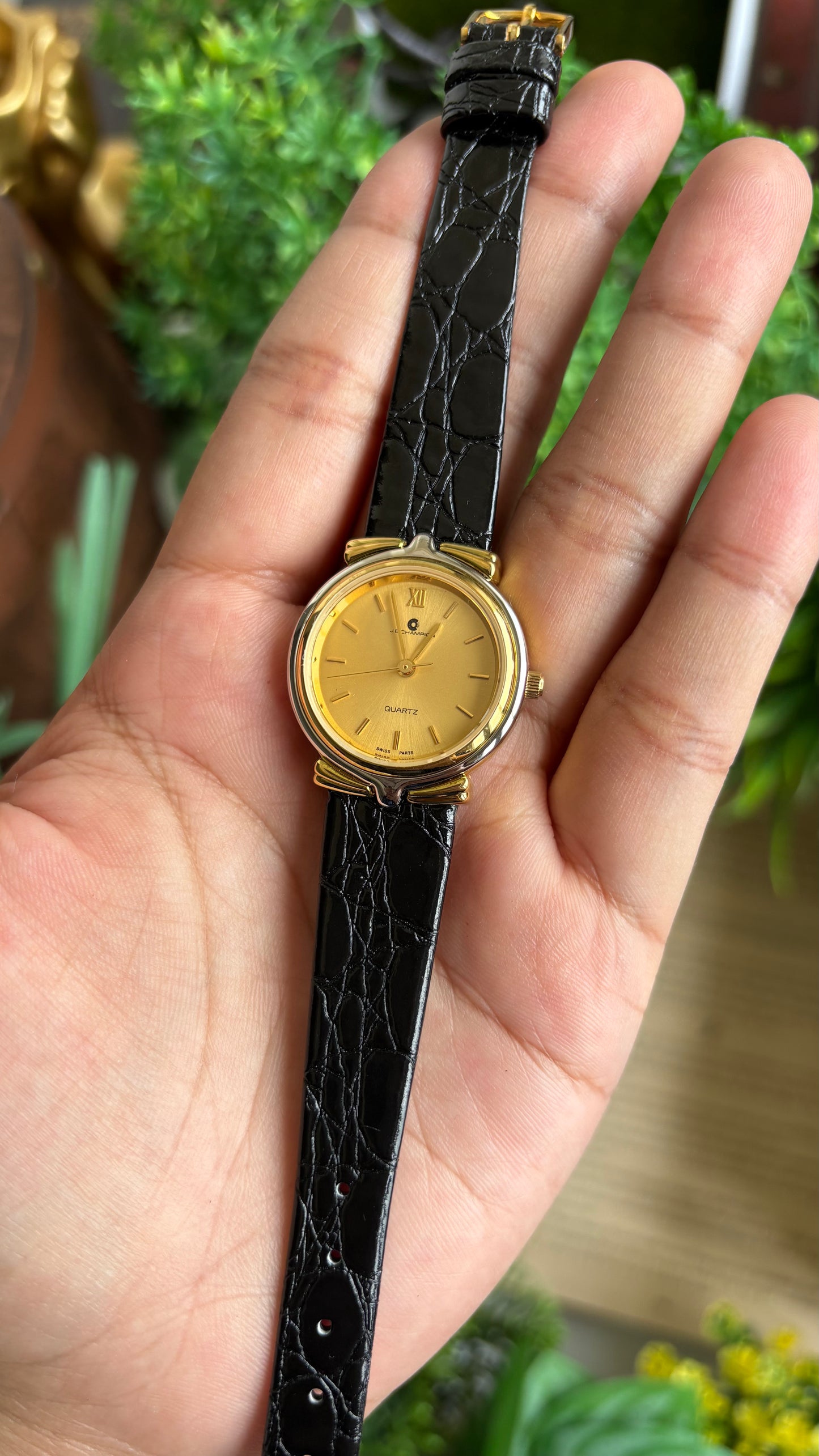 Vintage J.B. Champion Watch in Black Leather Strap