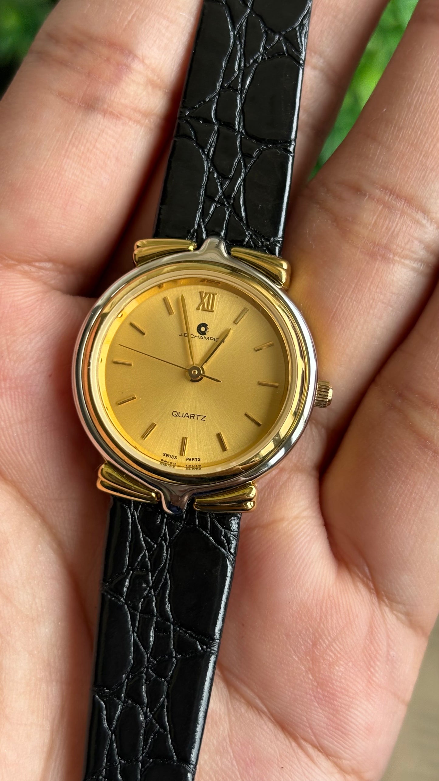 Vintage J.B. Champion Watch in Black Leather Strap