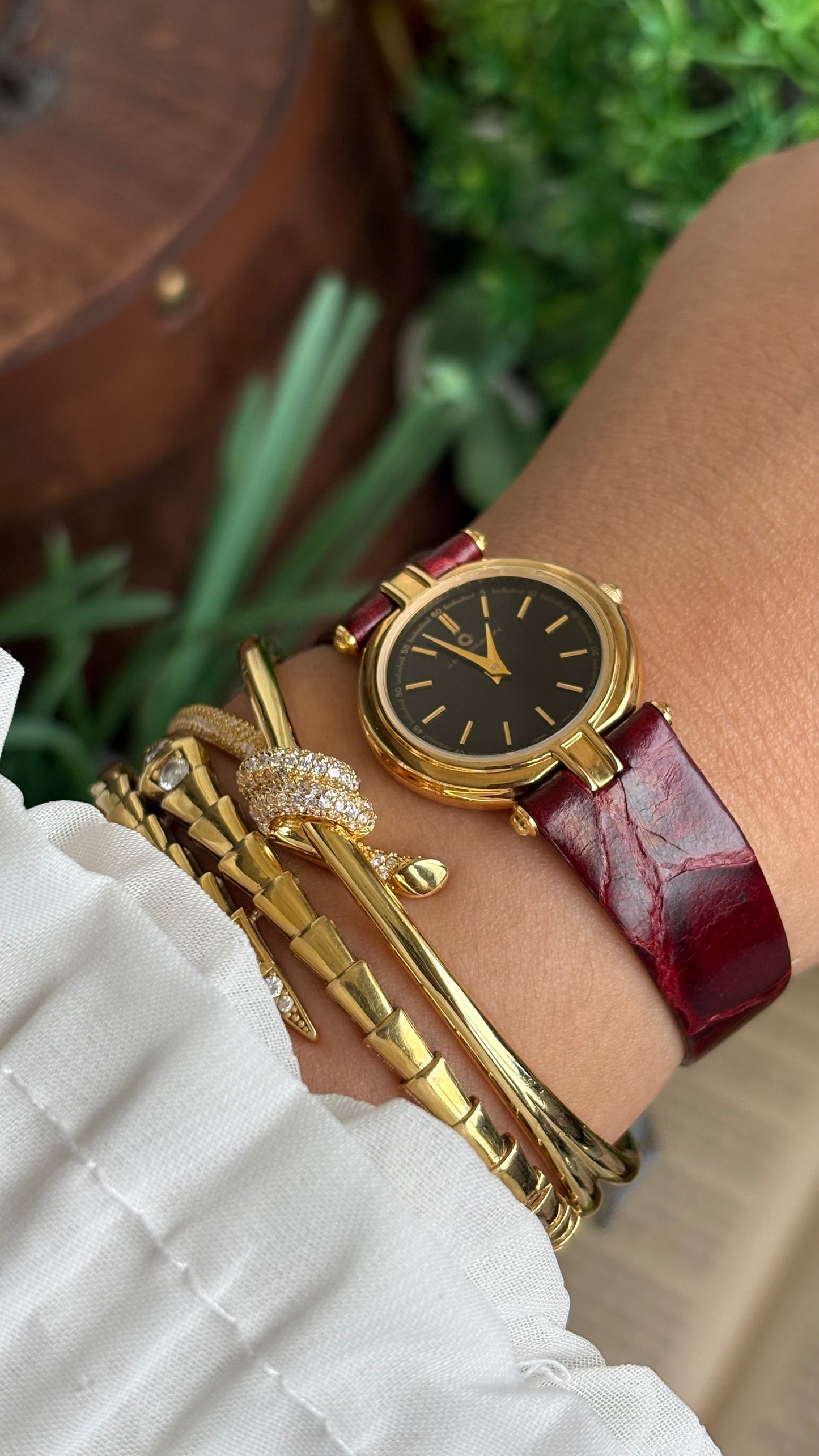 Vintage J.B. Champion Watch in Burgundy Red Leather Strap (175$ on tag)