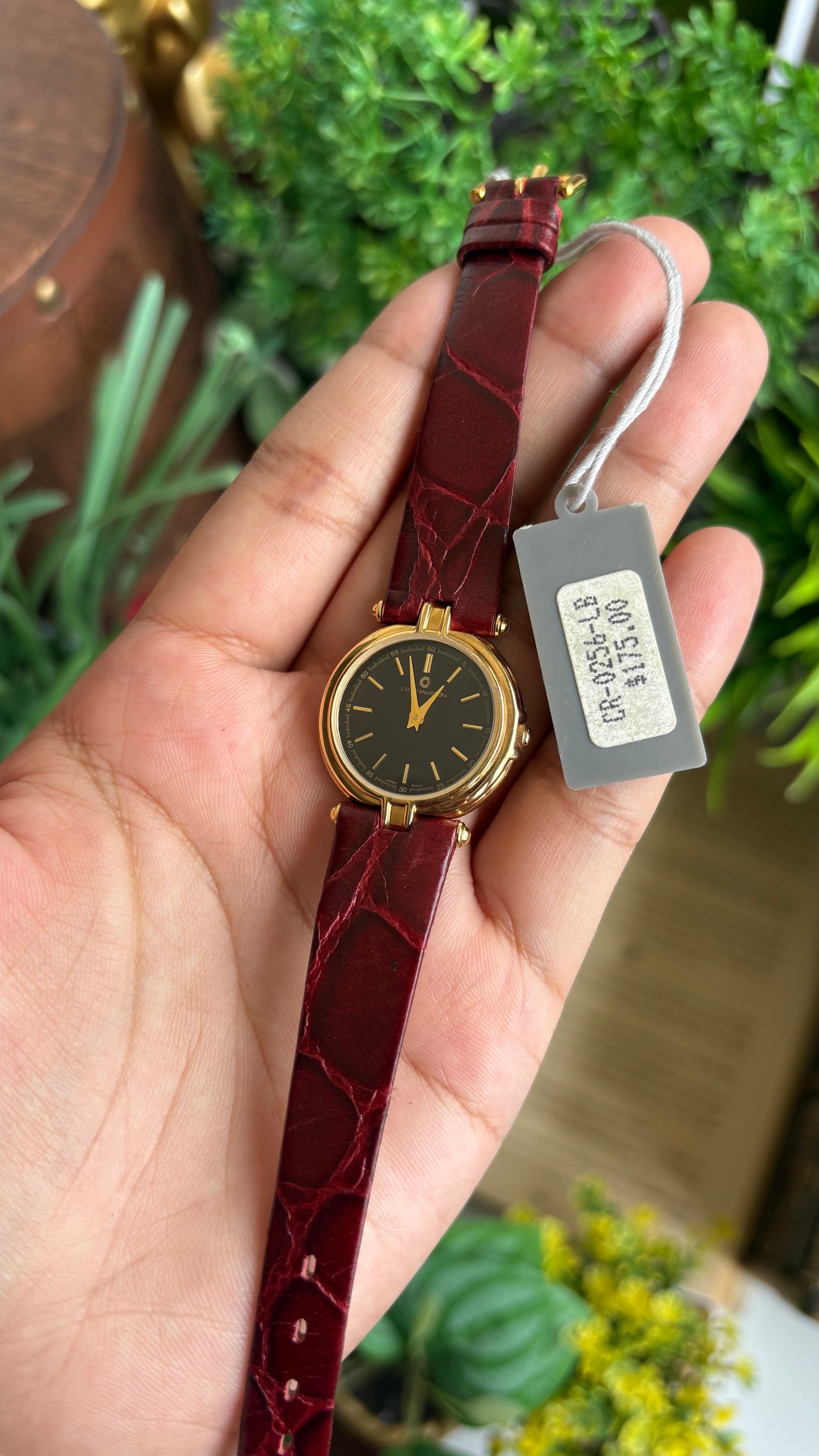 Vintage J.B. Champion Watch in Burgundy Red Leather Strap (175$ on tag)
