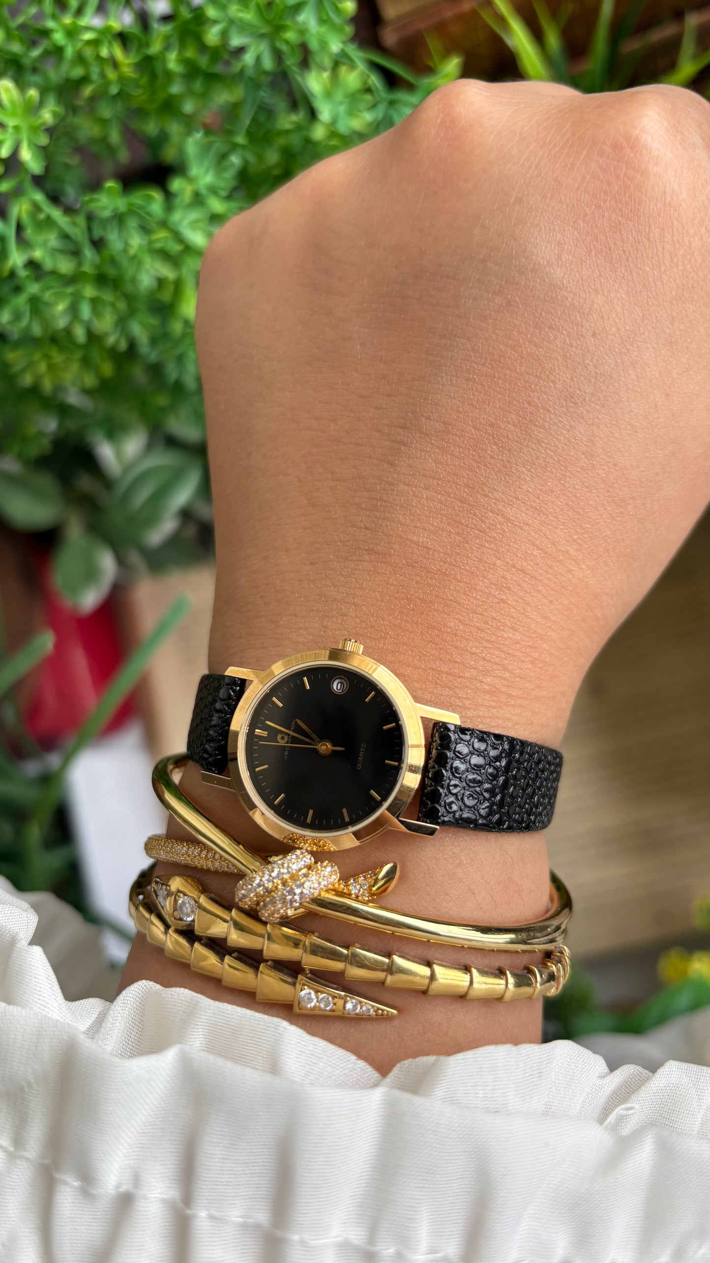 Vintage J.B. Champion Watch in Black Leather Strap with Window Date (200$ on tag)