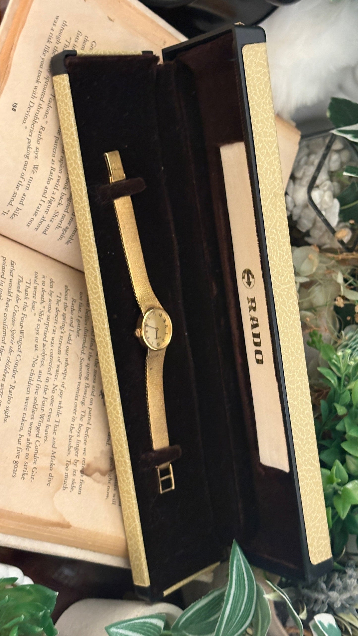 Rare Boxed Vintage Rado Swiss Manual Wind Dress Watch in Gold Tone