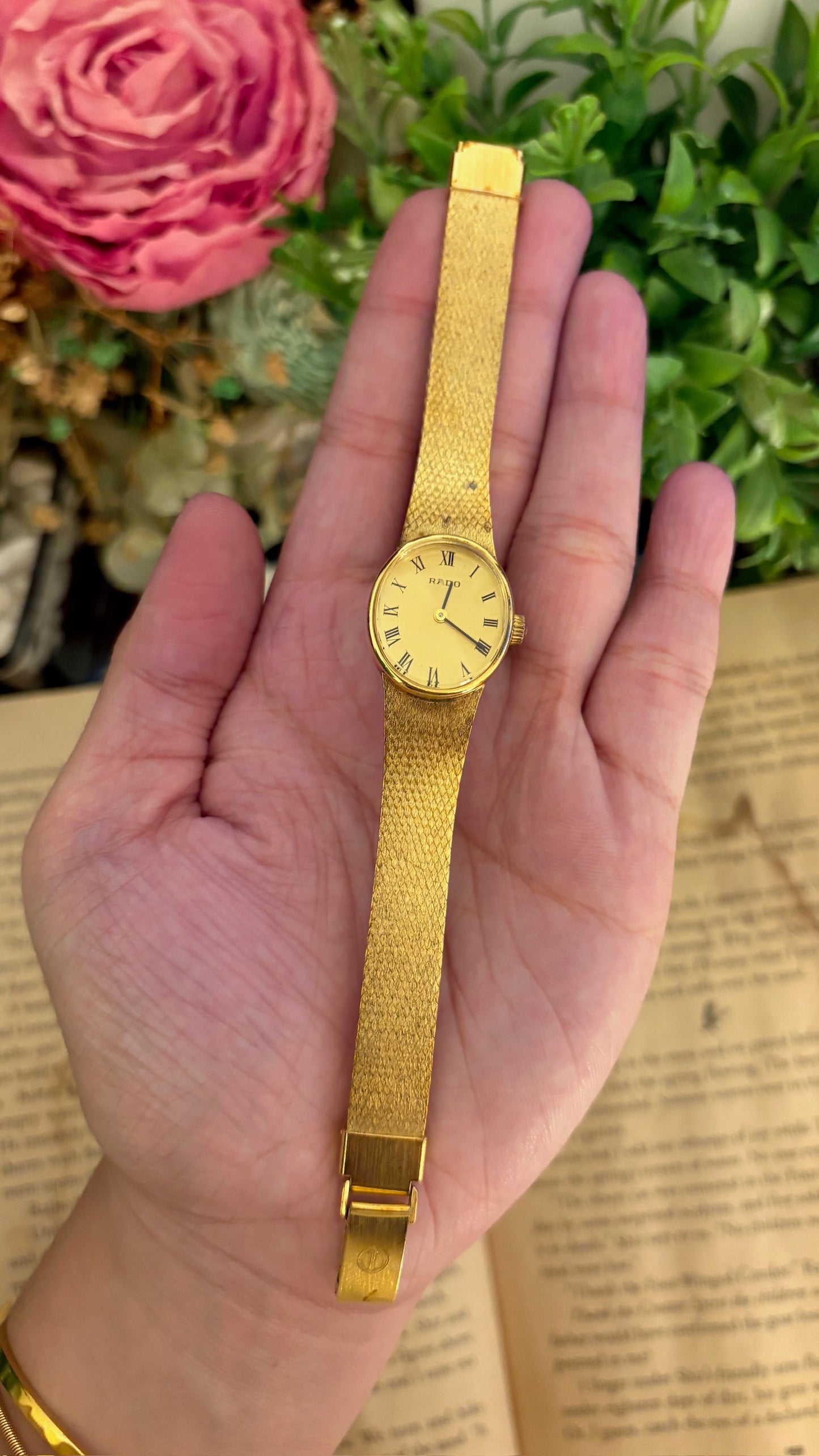 Rare Boxed Vintage Rado Swiss Manual Wind Dress Watch in Gold Tone