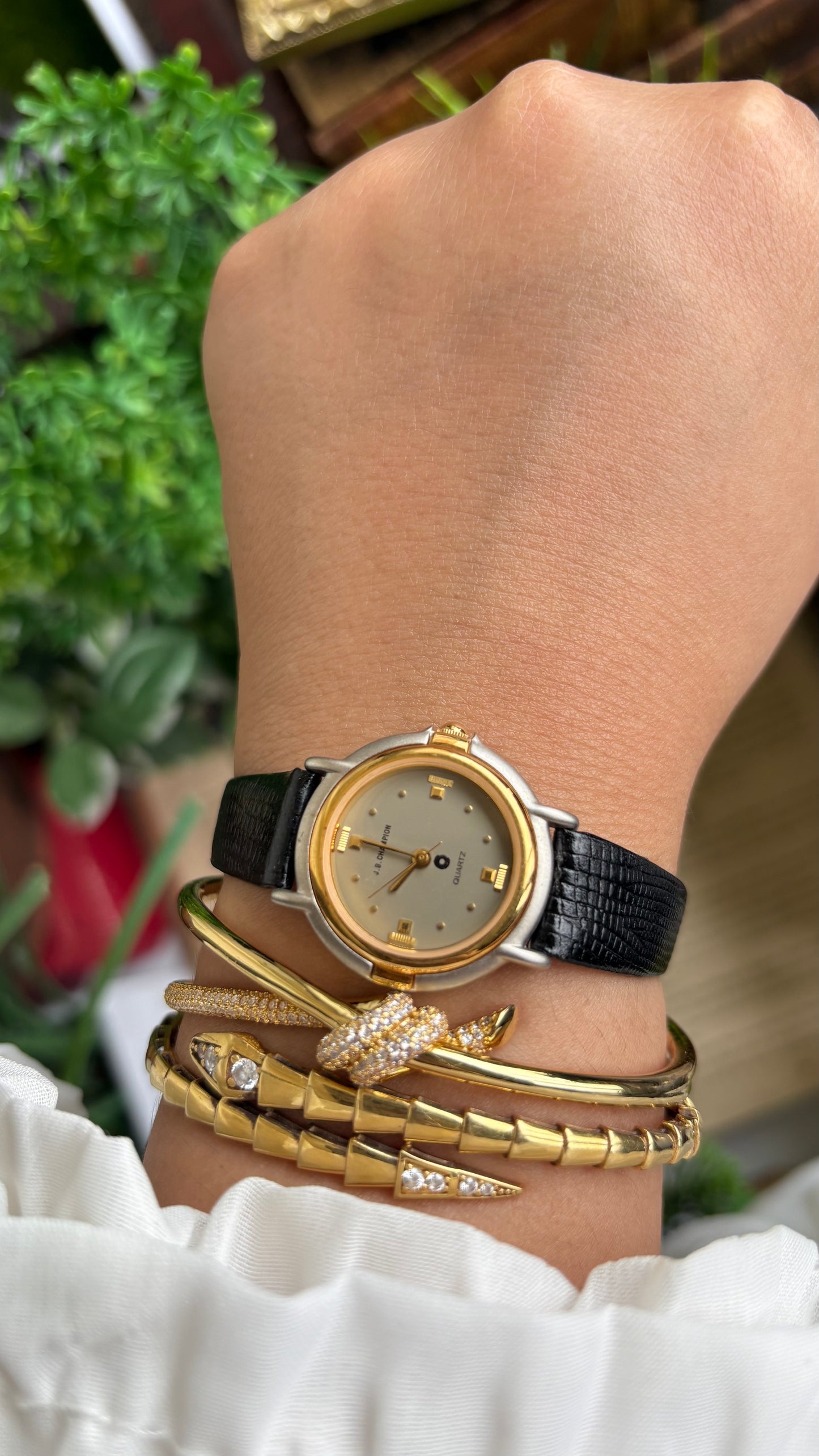 Vintage J.B. Champion Watch in Black Leather Strap