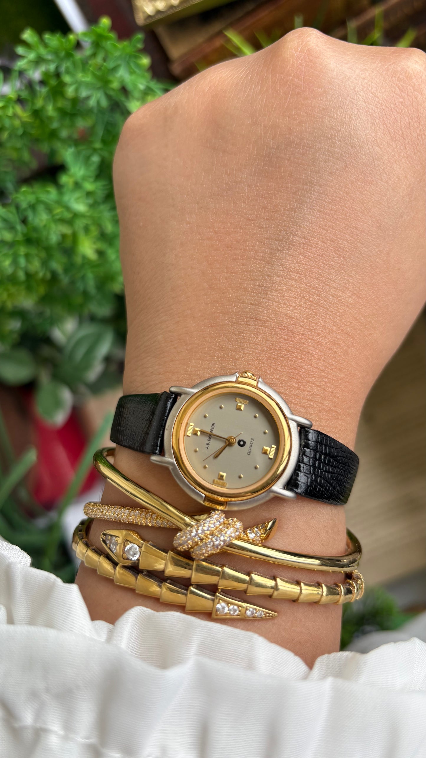 Vintage J.B. Champion Watch in Black Leather Strap