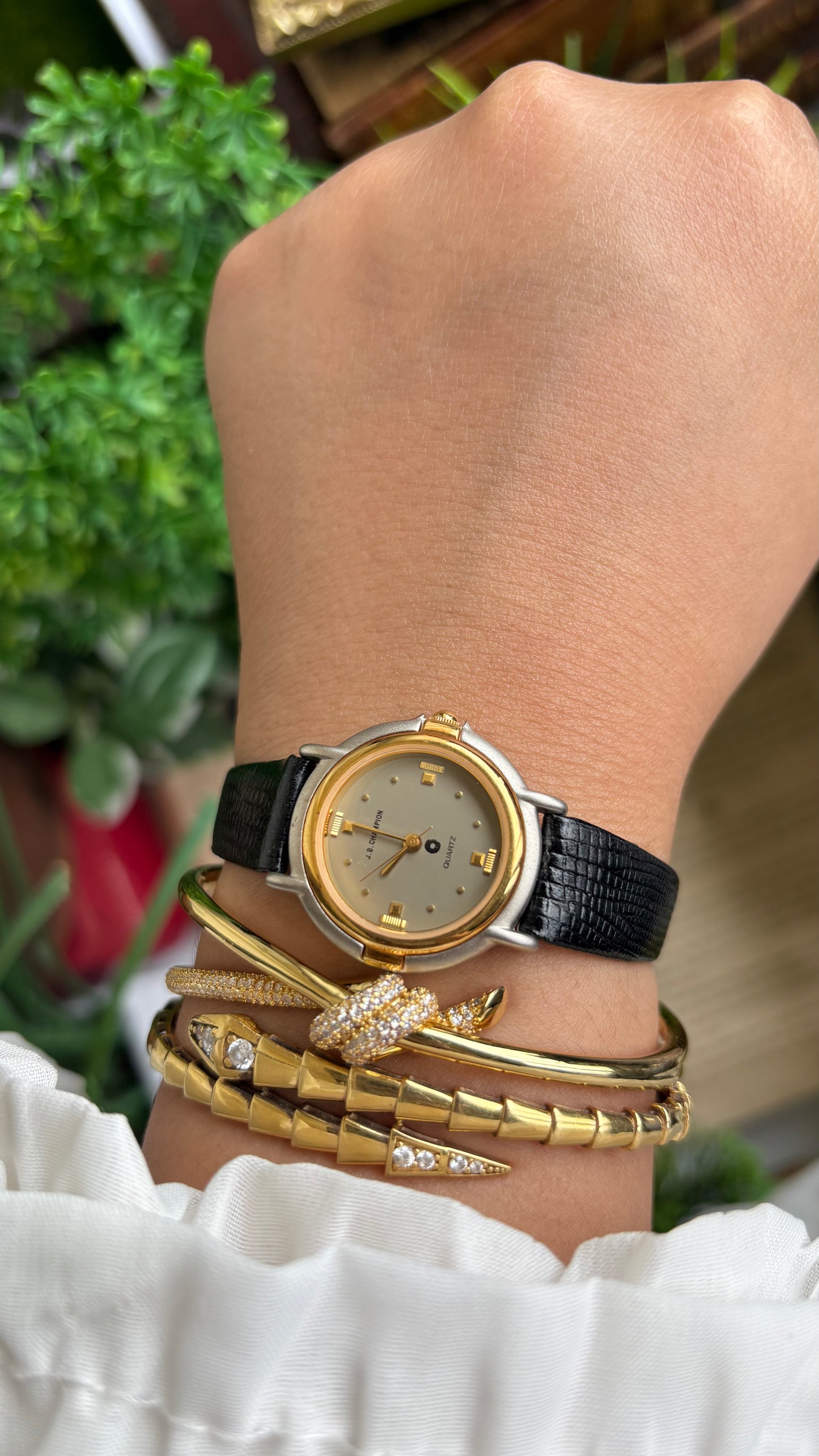Vintage J.B. Champion Watch in Black Leather Strap