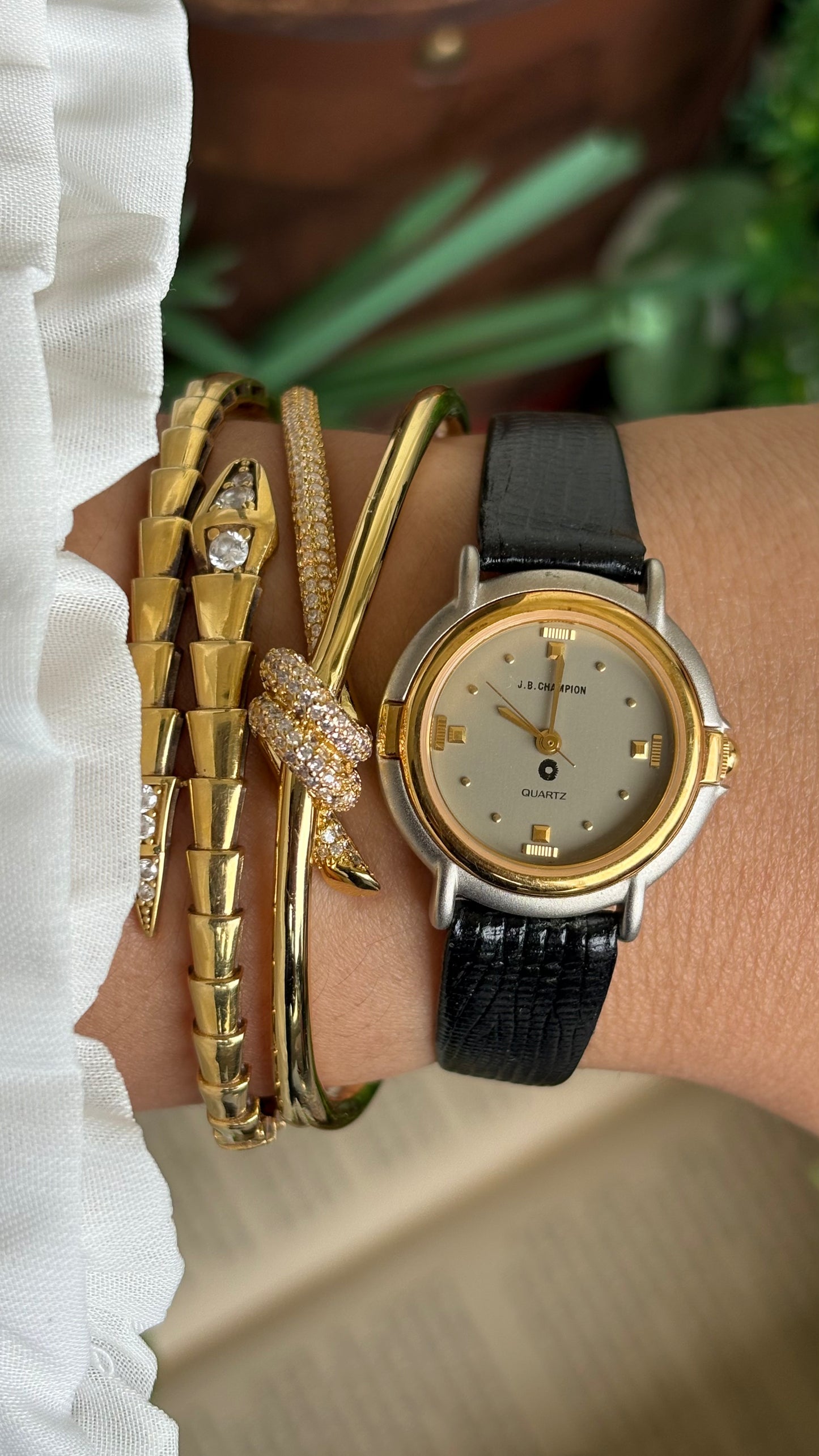 Vintage J.B. Champion Watch in Black Leather Strap
