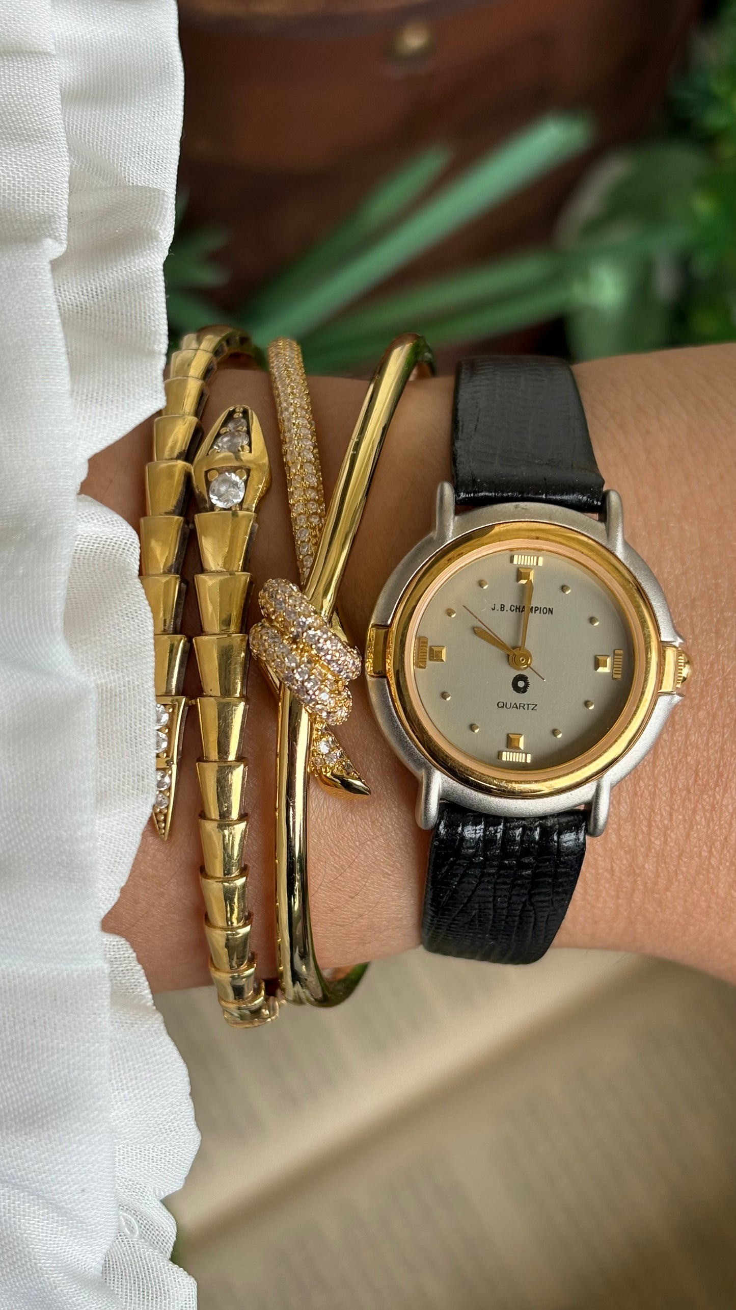 Vintage J.B. Champion Watch in Black Leather Strap