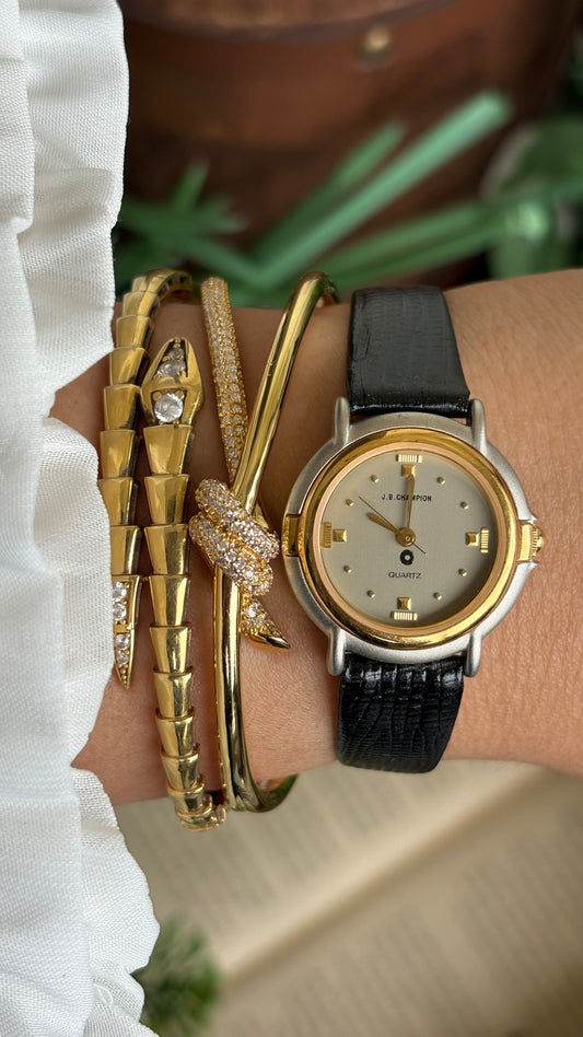 Vintage J.B. Champion Watch in Black Leather Strap