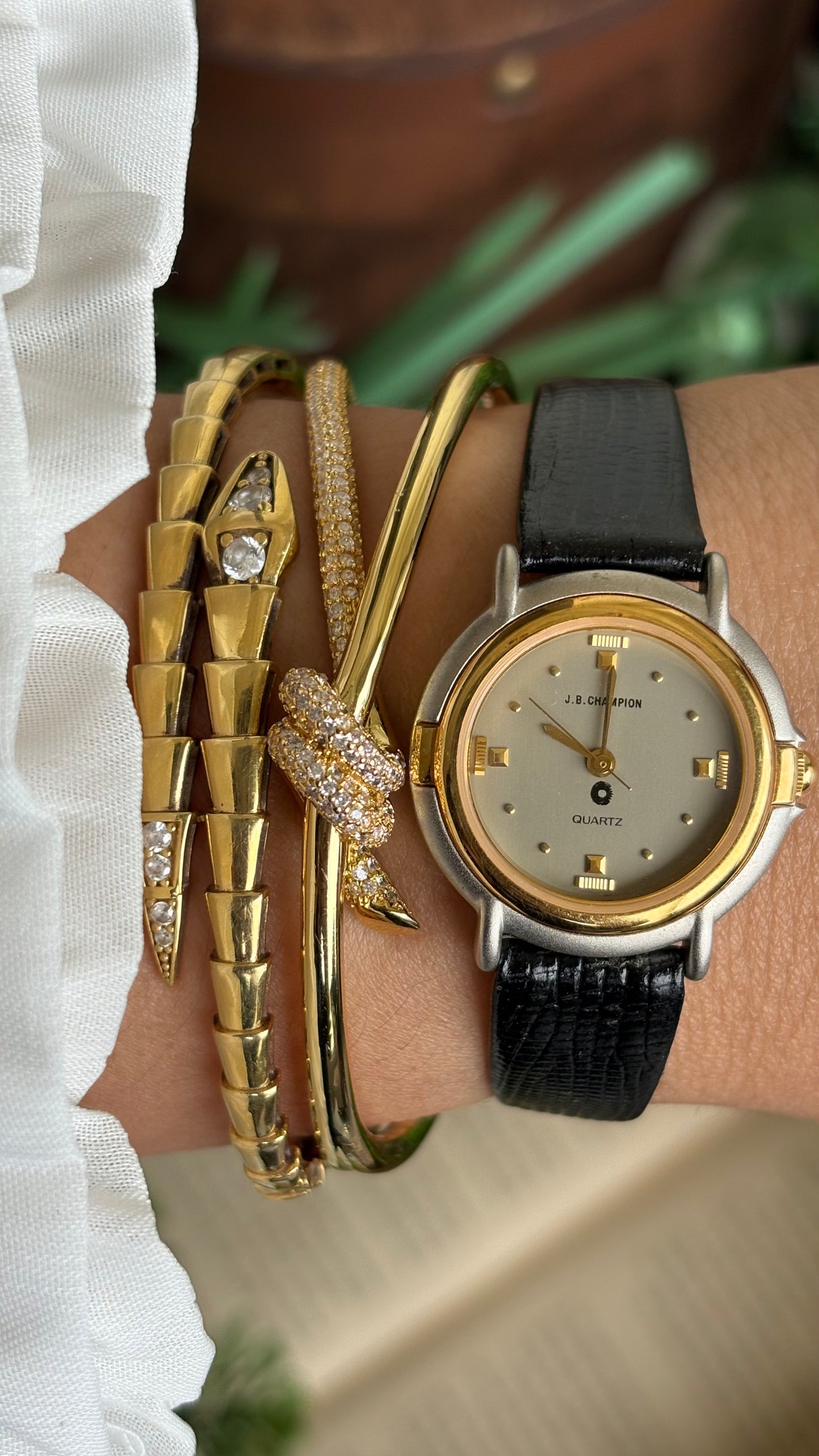 Vintage J.B. Champion Watch in Black Leather Strap