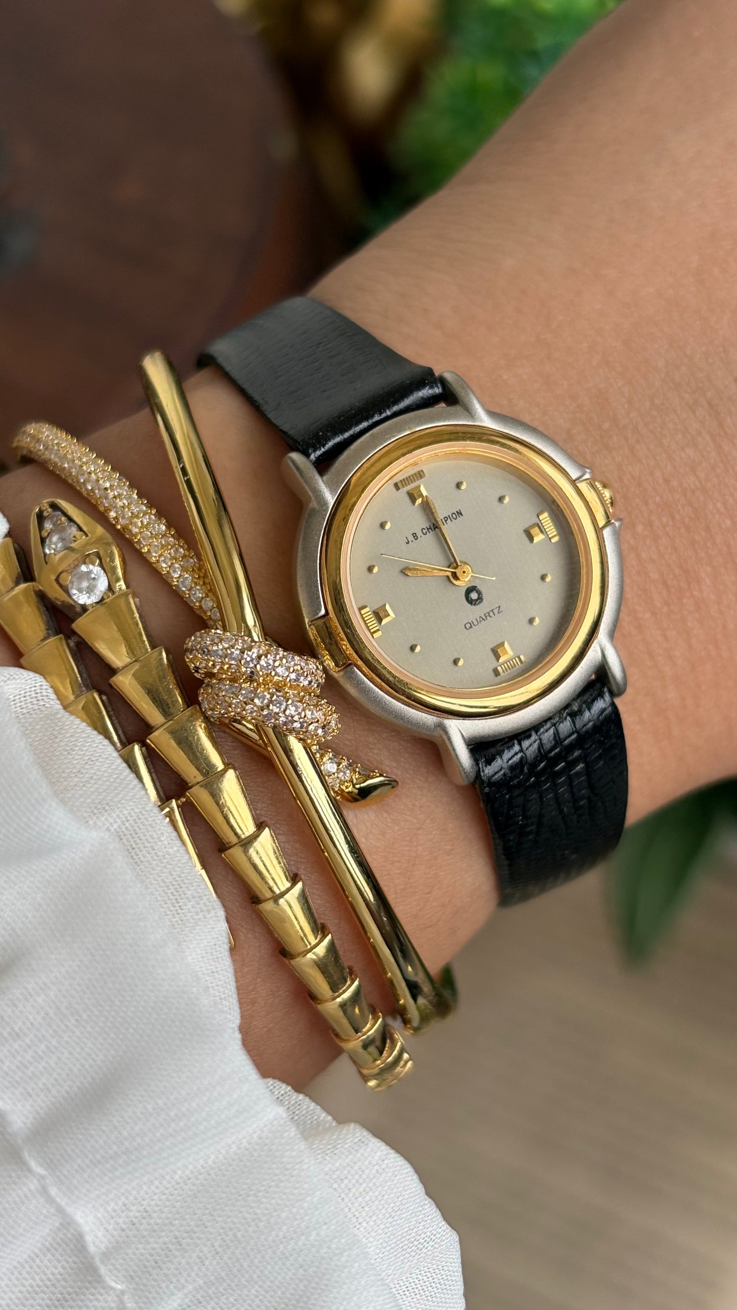 Vintage J.B. Champion Watch in Black Leather Strap