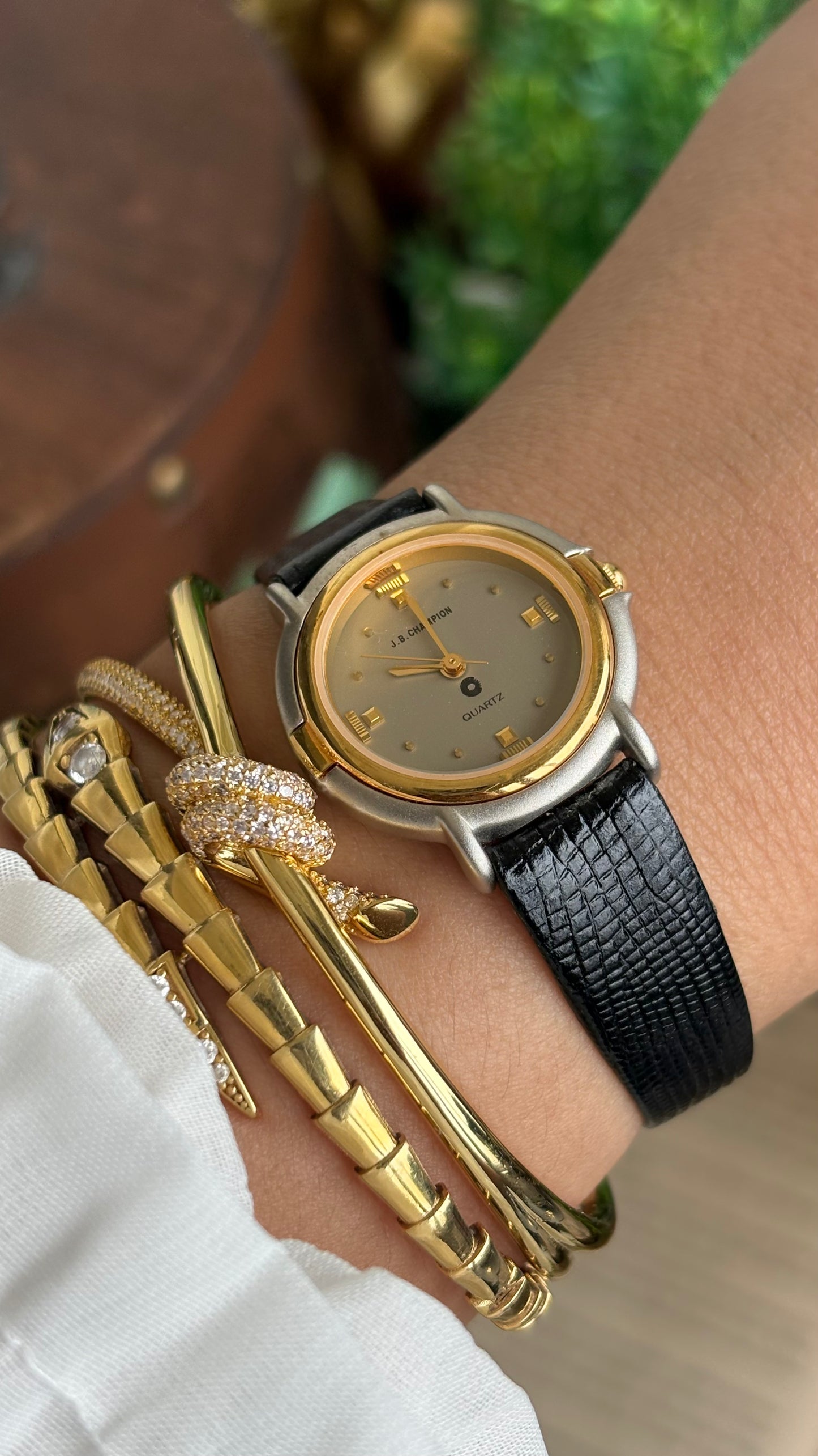 Vintage J.B. Champion Watch in Black Leather Strap