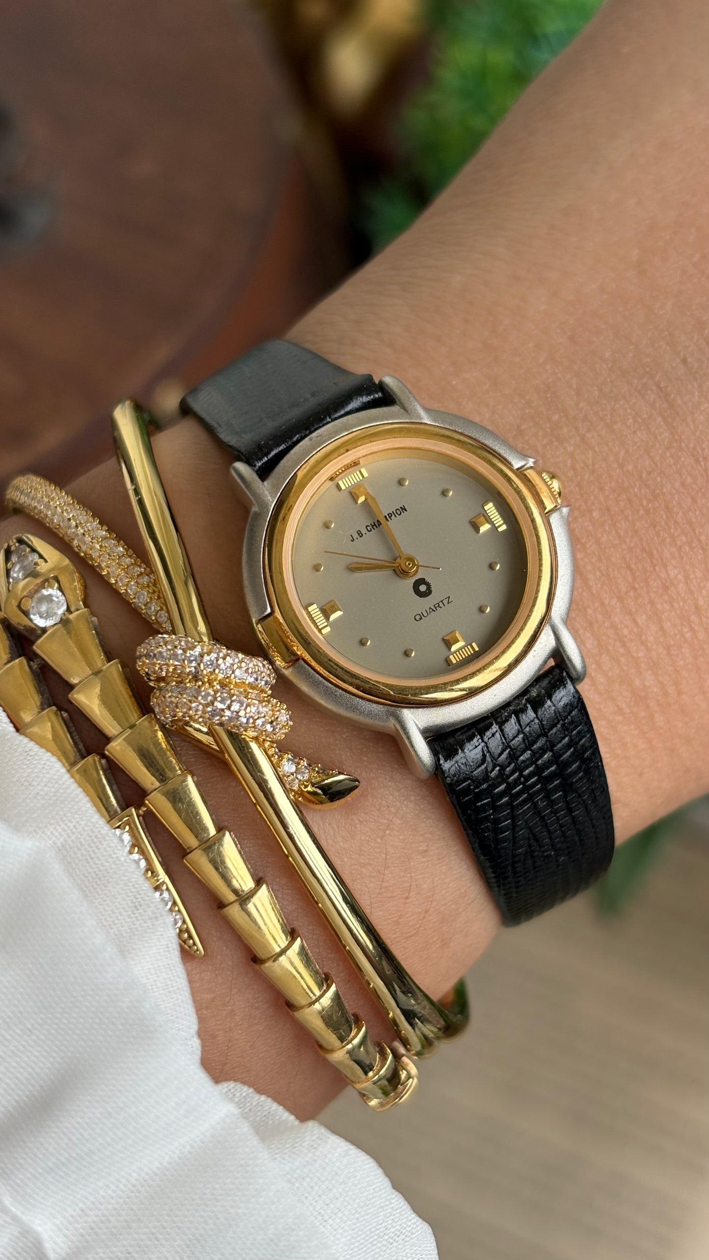 Vintage J.B. Champion Watch in Black Leather Strap