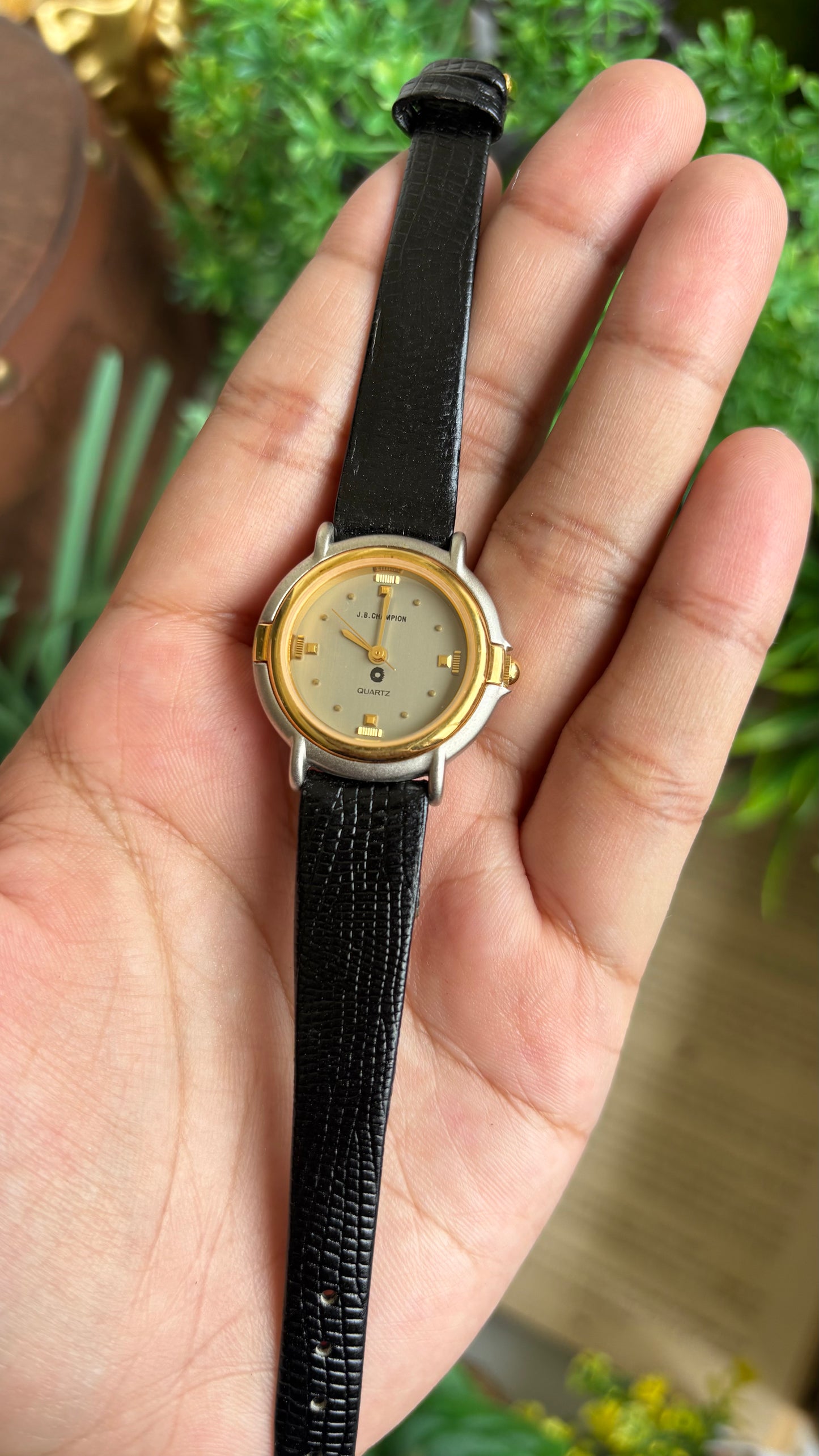 Vintage J.B. Champion Watch in Black Leather Strap