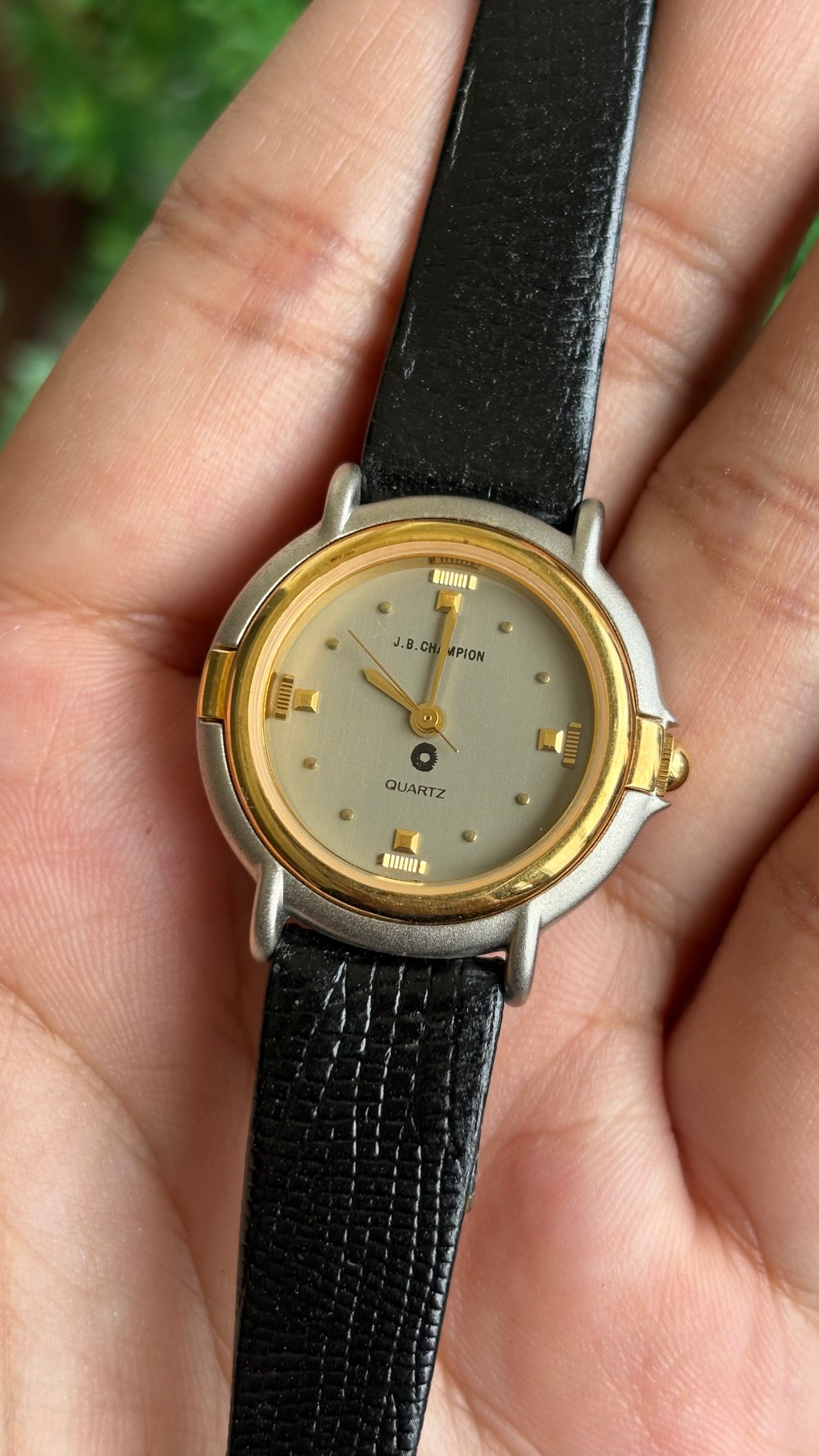 Vintage J.B. Champion Watch in Black Leather Strap