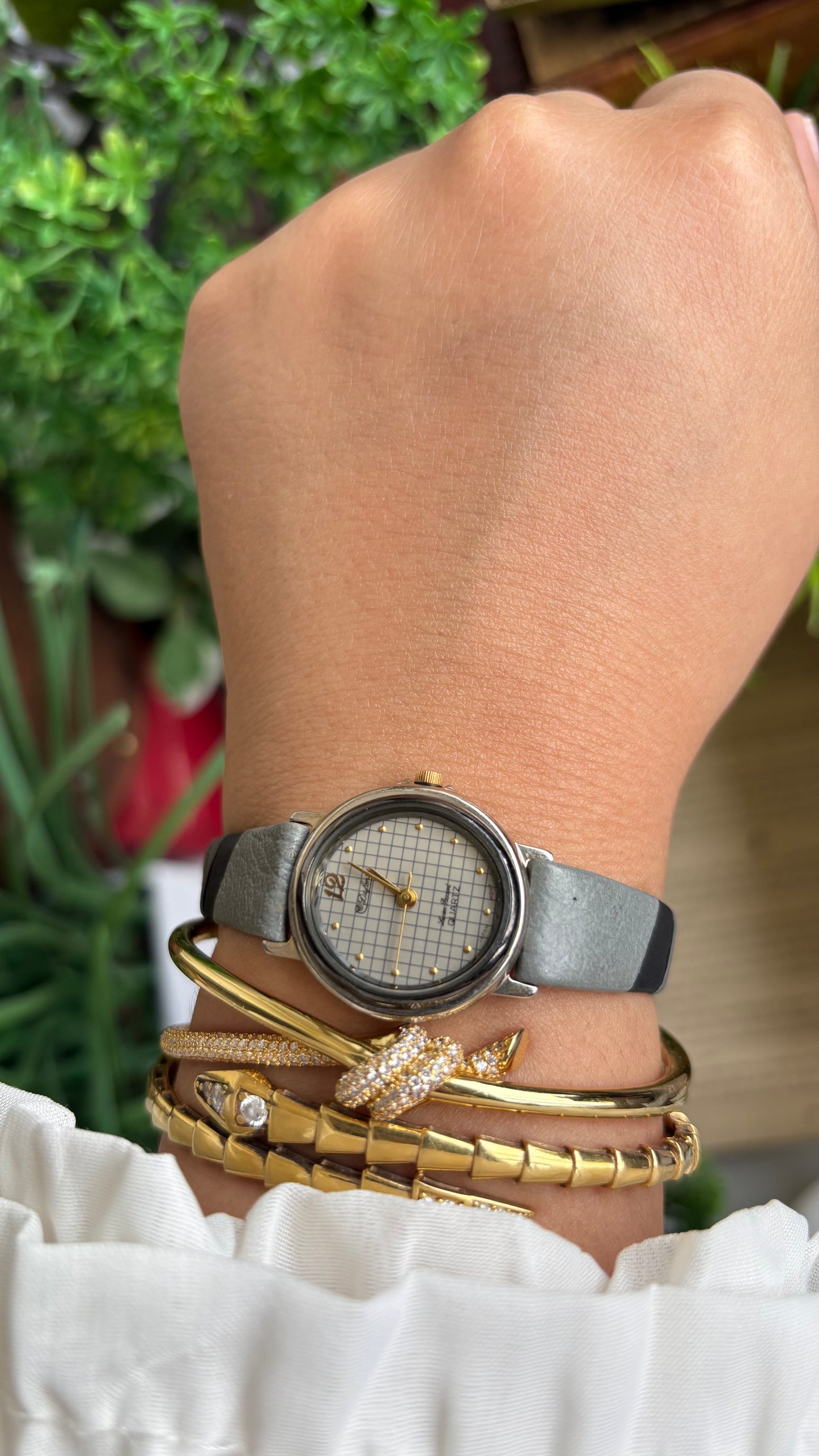 Vintage Dufonte by Lucien Piccard Watch in Grey Leather