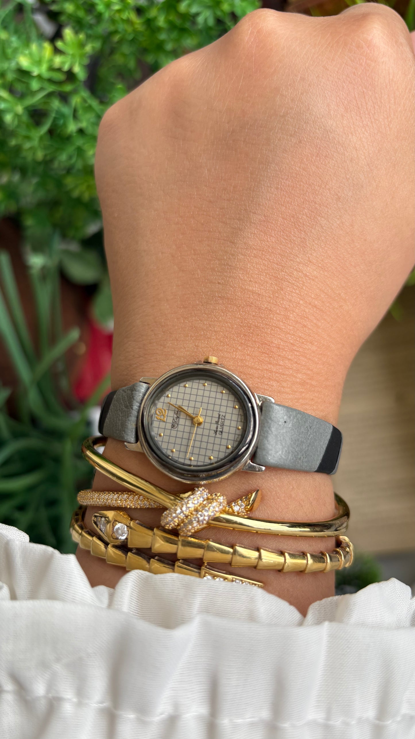 Vintage Dufonte by Lucien Piccard Watch in Grey Leather