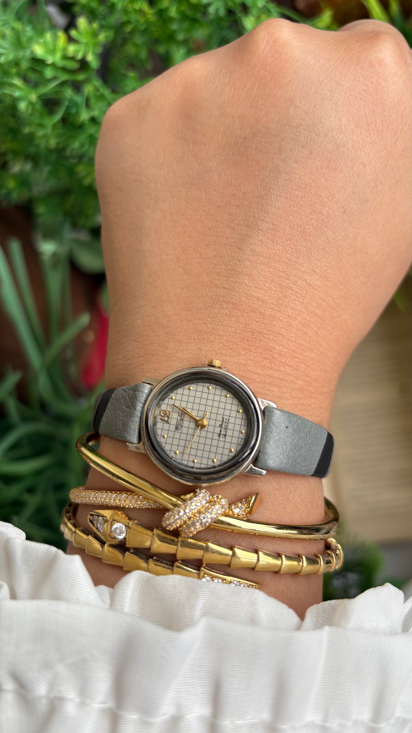 Vintage Dufonte by Lucien Piccard Watch in Grey Leather
