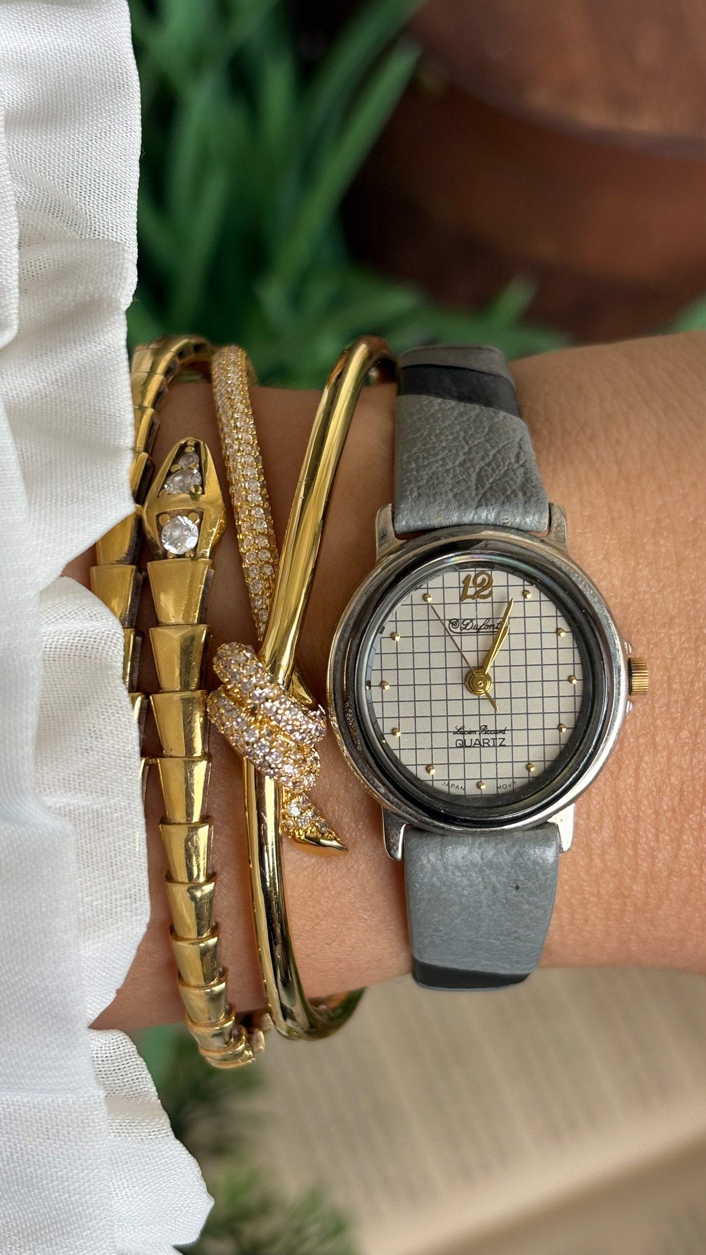Vintage Dufonte by Lucien Piccard Watch in Grey Leather