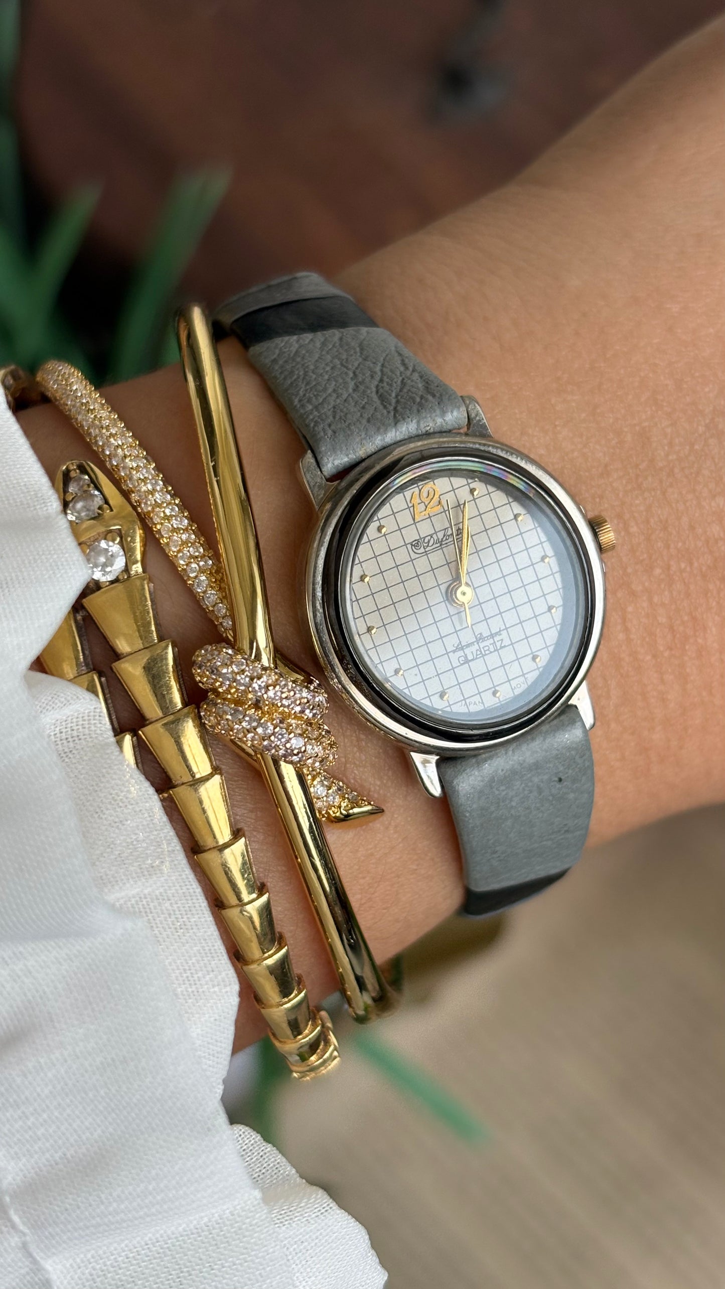 Vintage Dufonte by Lucien Piccard Watch in Grey Leather