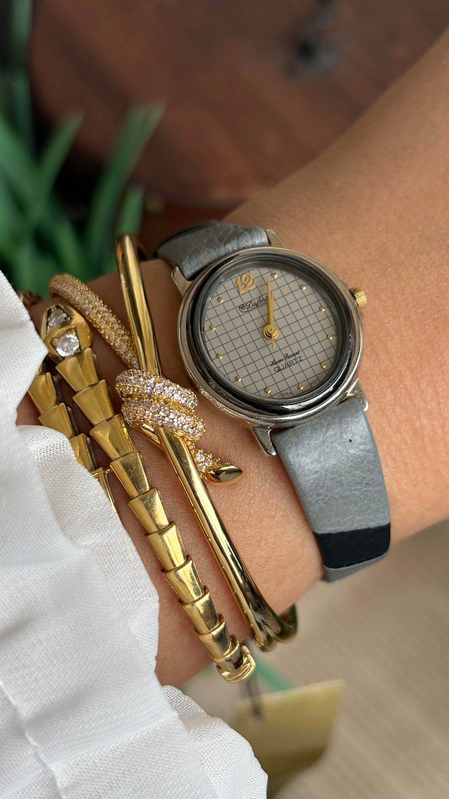 Vintage Dufonte by Lucien Piccard Watch in Grey Leather