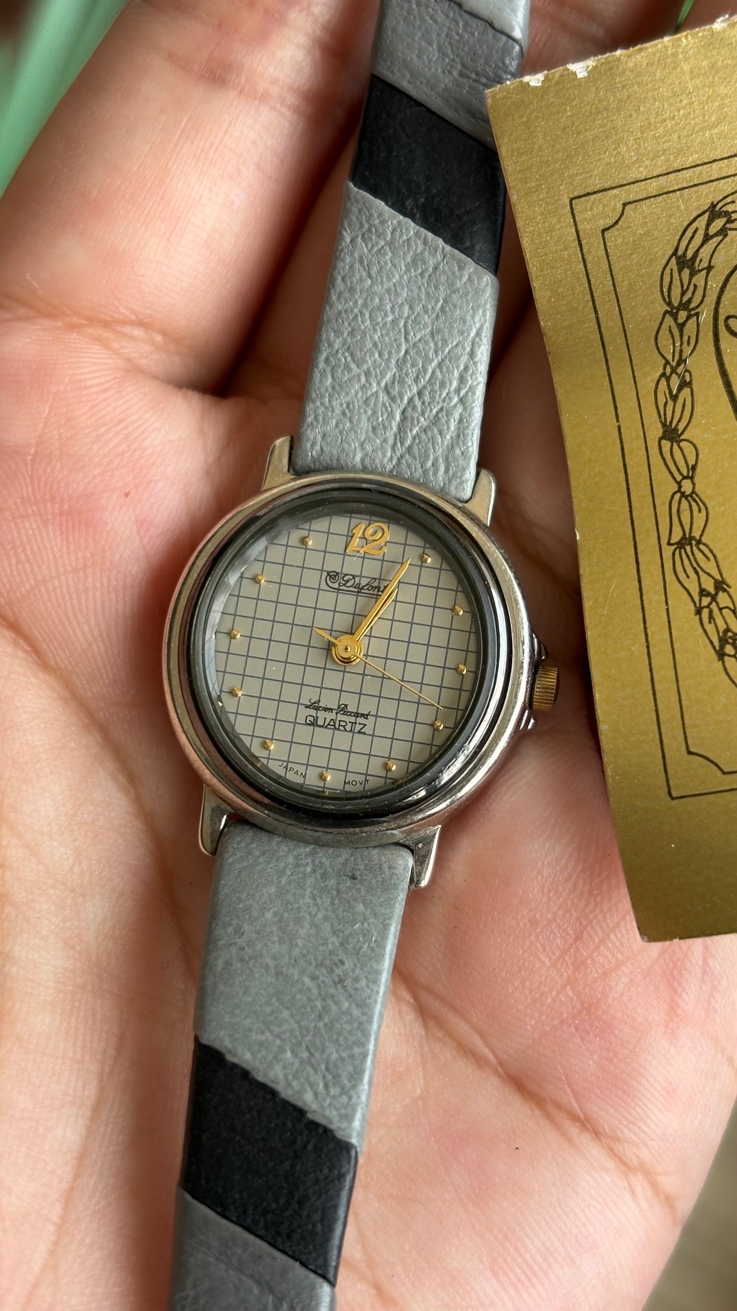 Vintage Dufonte by Lucien Piccard Watch in Grey Leather