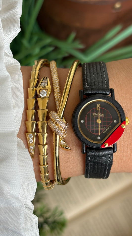 Vintage Dufonte by Lucien Piccard Watch in Black Leather Strap (200$ on tag)