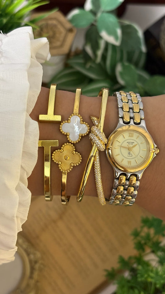 Vintage Ascott Park Yellow Champagne Dial Watch in Two-Tone Quartz