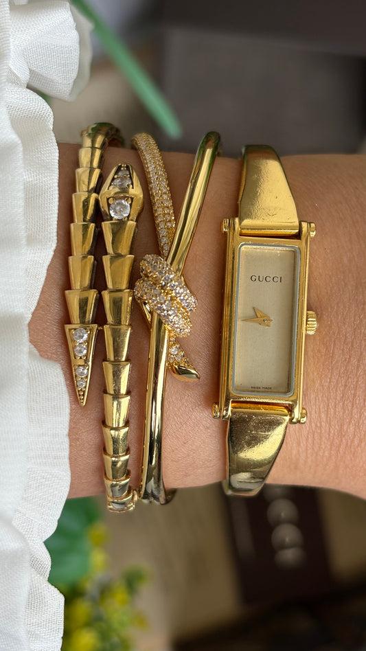 Vintage Gucci 1500L Watch in Gold Tone Classic Gold Dial with Original Gucci Box