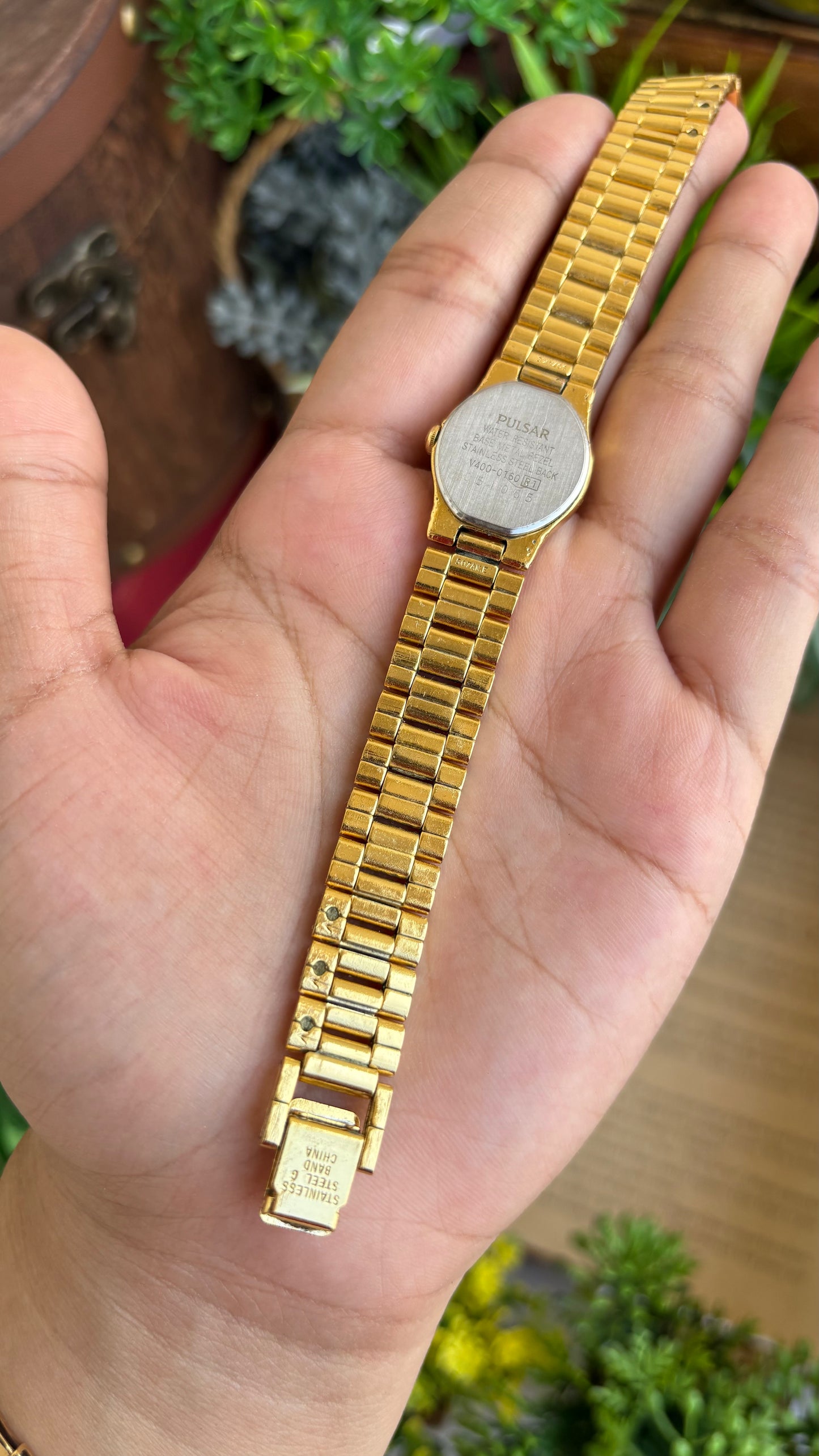Vintage Pulsar by Seiko Watch in Gold Tone Black Dial