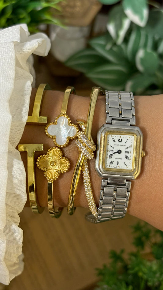 Vintage Charles Jourdan Roman Dial Tank Watch in Two-Tone Quartz