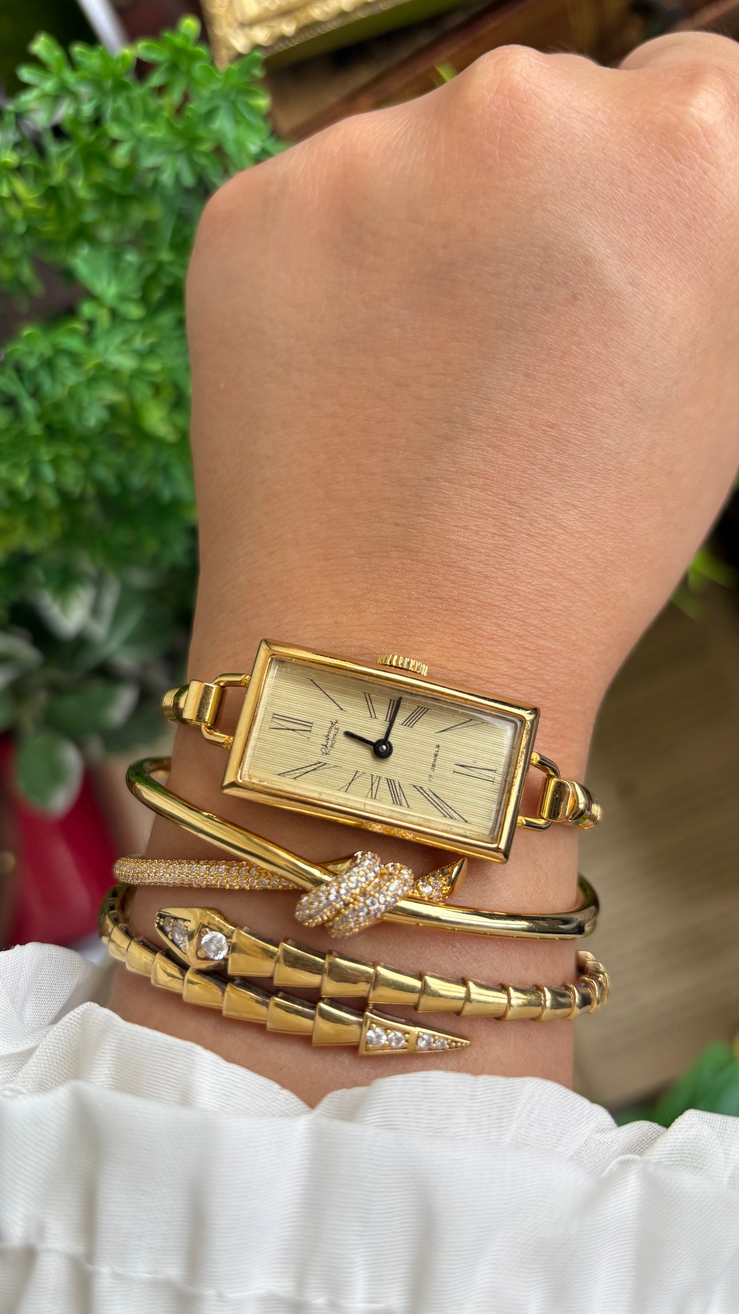 Vintage Rhapsody Royale Bangle Watch in Gold Tone