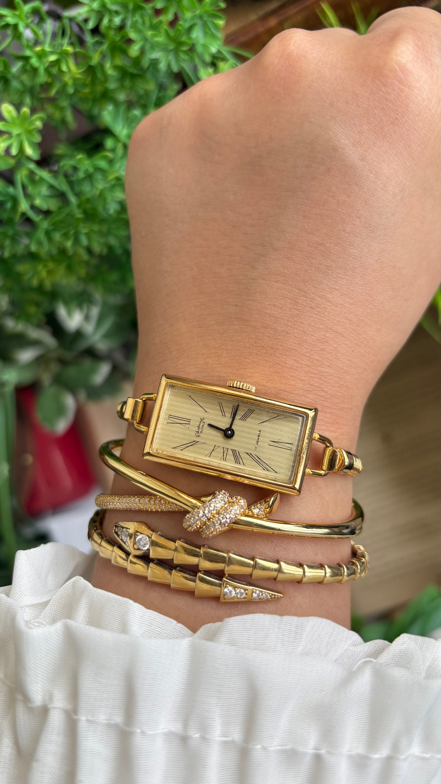 Vintage Rhapsody Royale Bangle Watch in Gold Tone