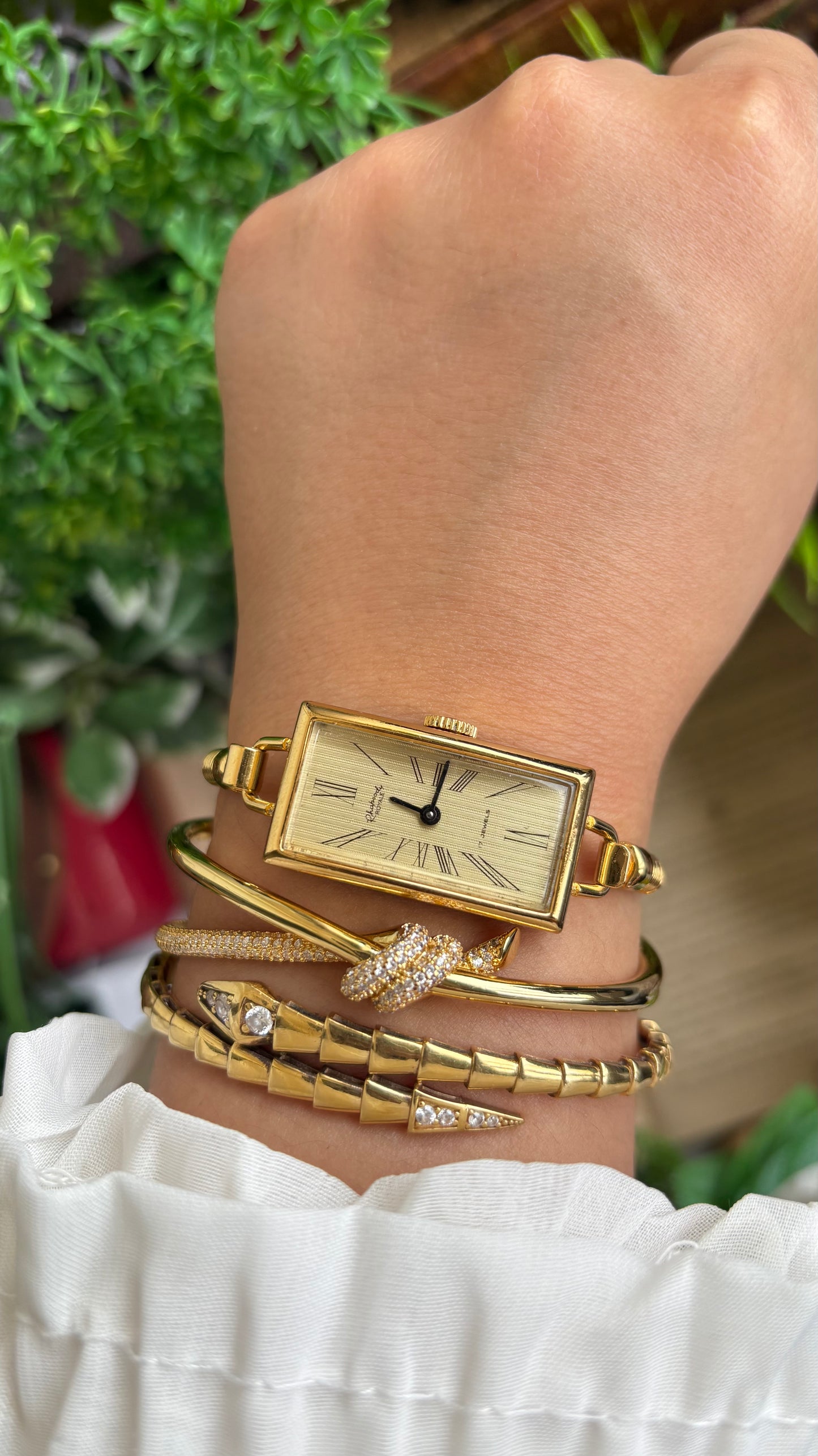 Vintage Rhapsody Royale Bangle Watch in Gold Tone